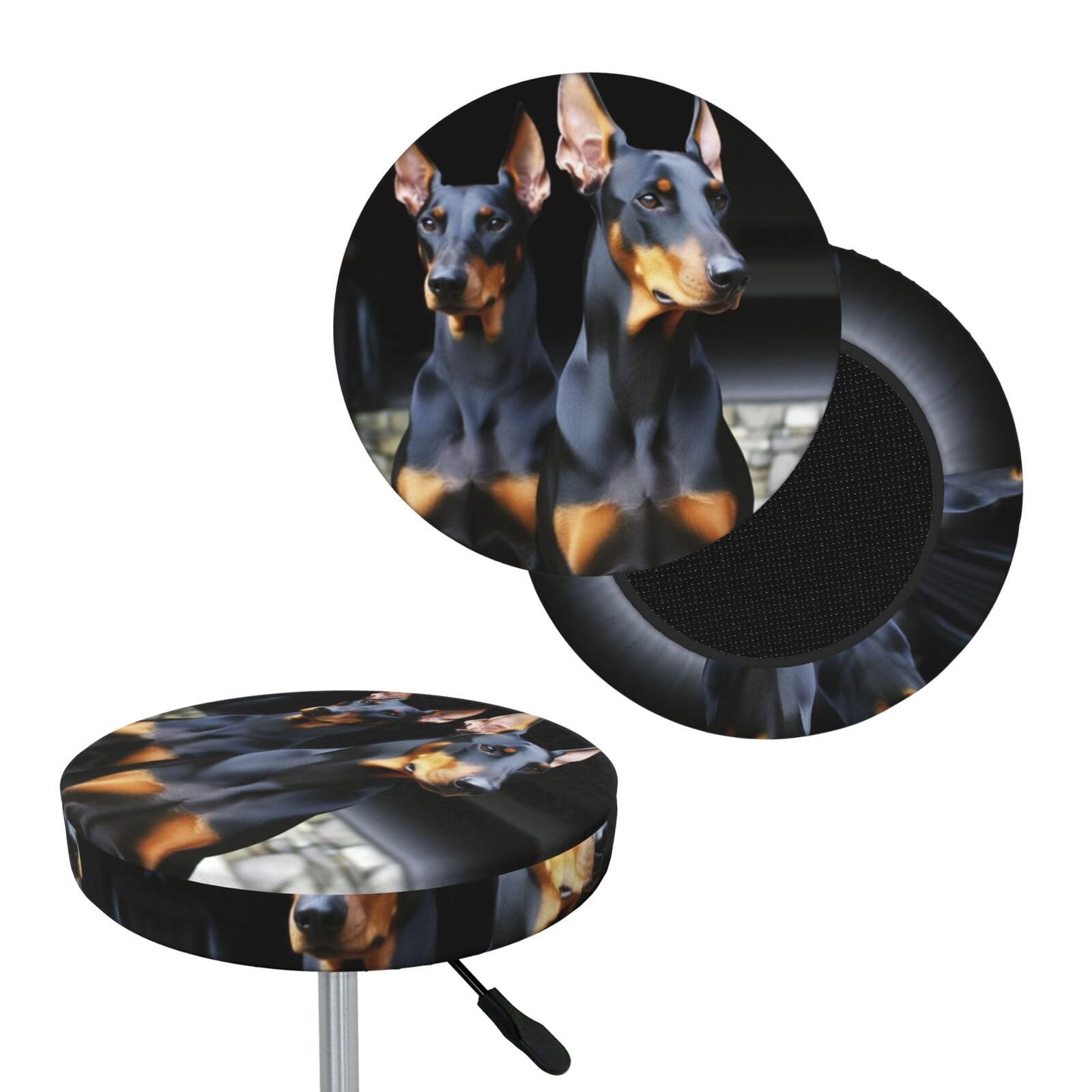 NONHAI Doberman Bar Stool Cover Round Elastic Stool Cushion Covers Dustproof Bar Chair Cover Washable Stool Cushion Slipcover Stretch Stool Seat Covers for 12-14 Inch Chair