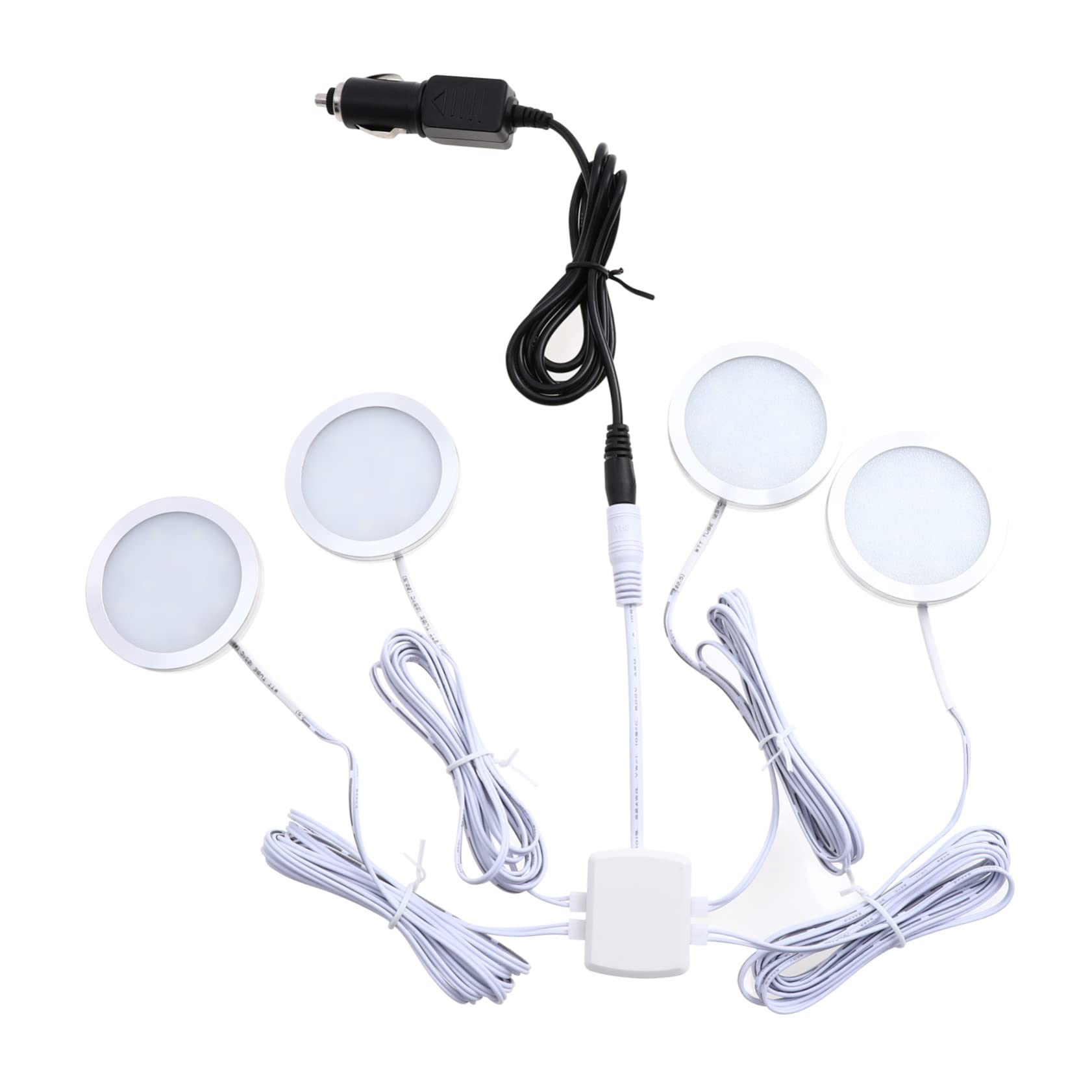 ABOOFAN 4PCS Round LED Down Light Cabinet Lighting for Closets Rvs and Camping Compact and Easy to Install with High Light Transmittance and Aviation Material