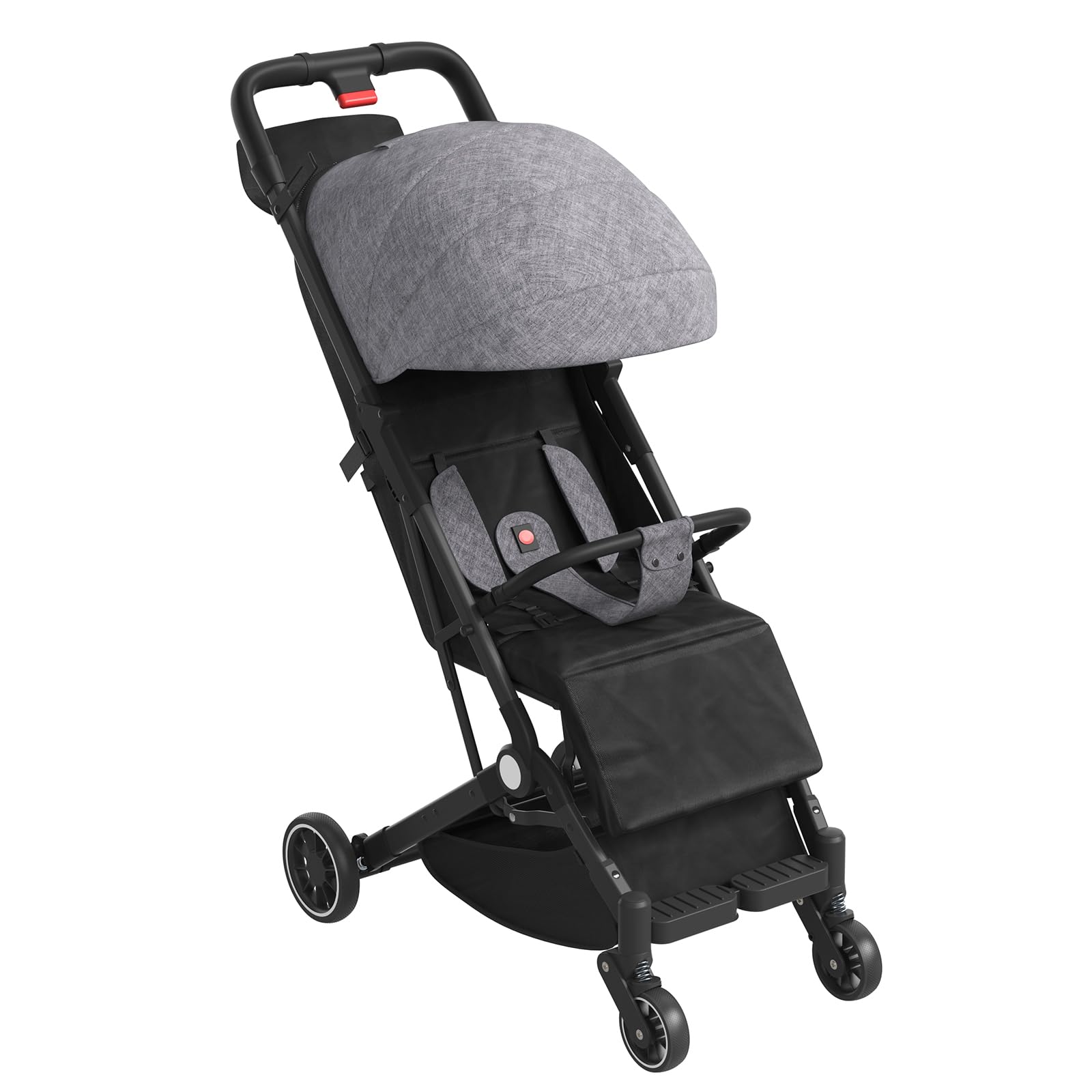 Ultra kompaktowy, wygodny i lekki wózek, od urodzenia do 4 lat, 0-15 kg, uniwersalne siedzisko dla wszystkich stopni (szary)