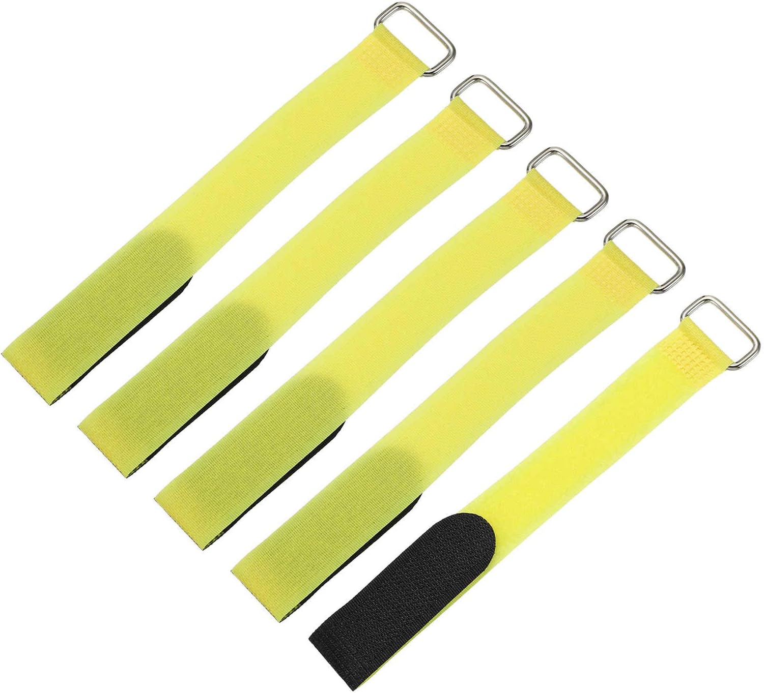 5Pcs Reusable Battery Tie Down Straps,0.8x8 Yellow Nylon Multipurpose Battery Hold Down Adjustable Cinch Strap Hook Loops Fastening Tie for Quadcopters FPV RC Drone Boat Cars