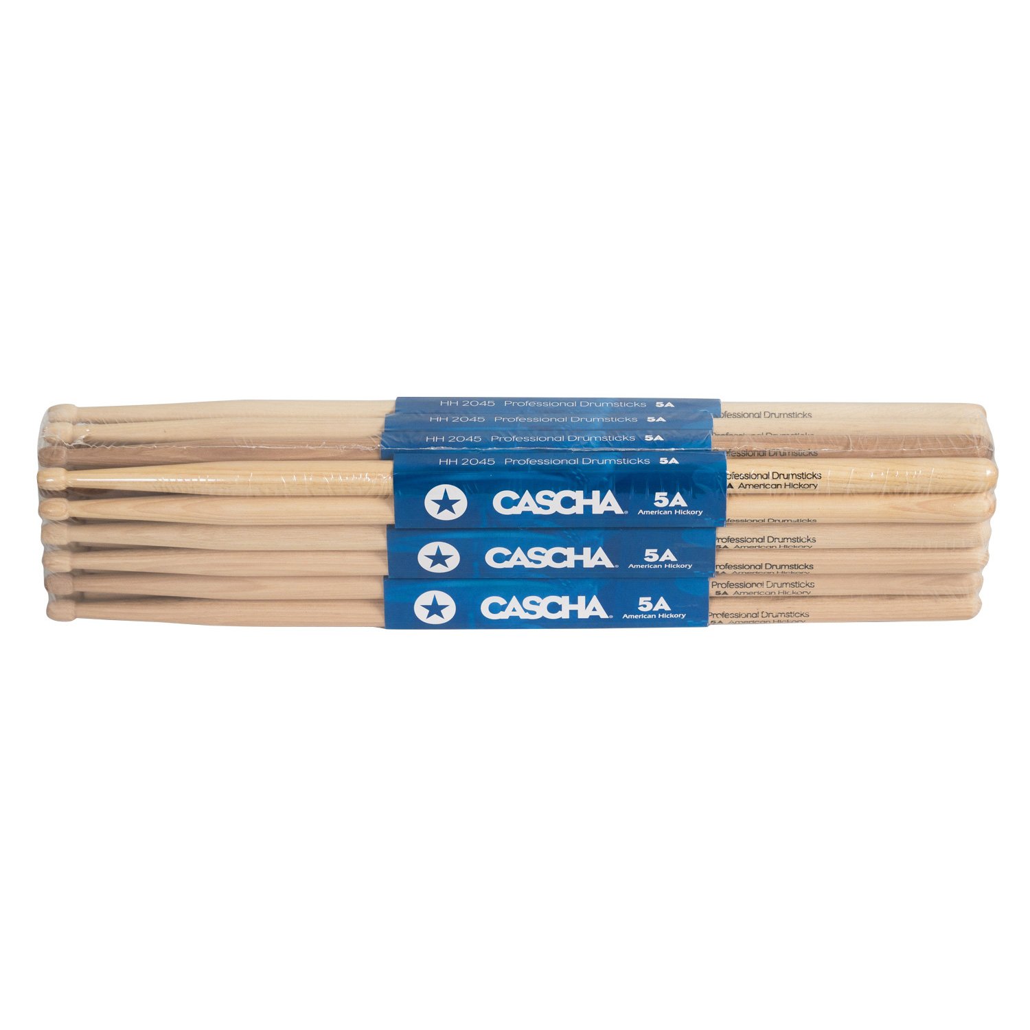 CASCHAHH 2046 Professional Drumsticks 5A, American Hickory, 12 pairs (24 Sticks)