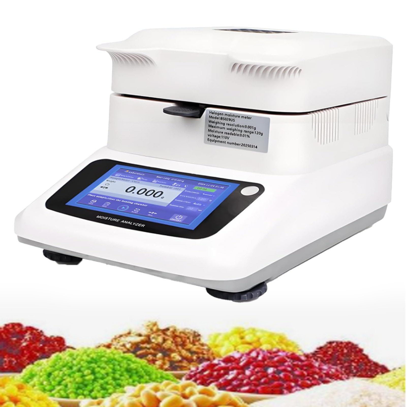 Pvxa Moisture Analyzer Balances Meter 0.001g Readability, Halogen Moisture Analyzer, 3 Drying Modes, for Food Plants Building Materials 0.001g
