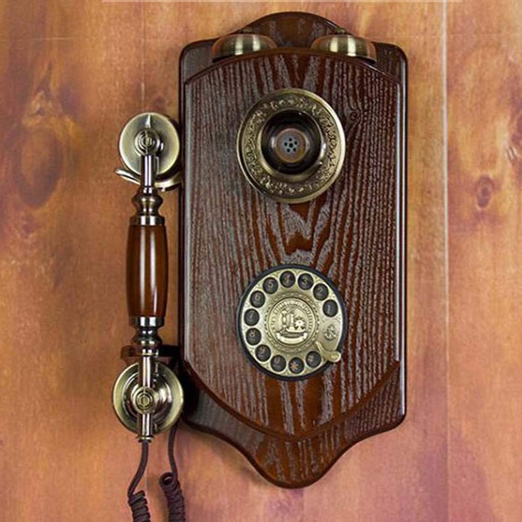 Qdid Retro Telephone with Authentic Bell Ring Rotary Dial Telephone and Wall Mount Vintage Telephone (Color : A)