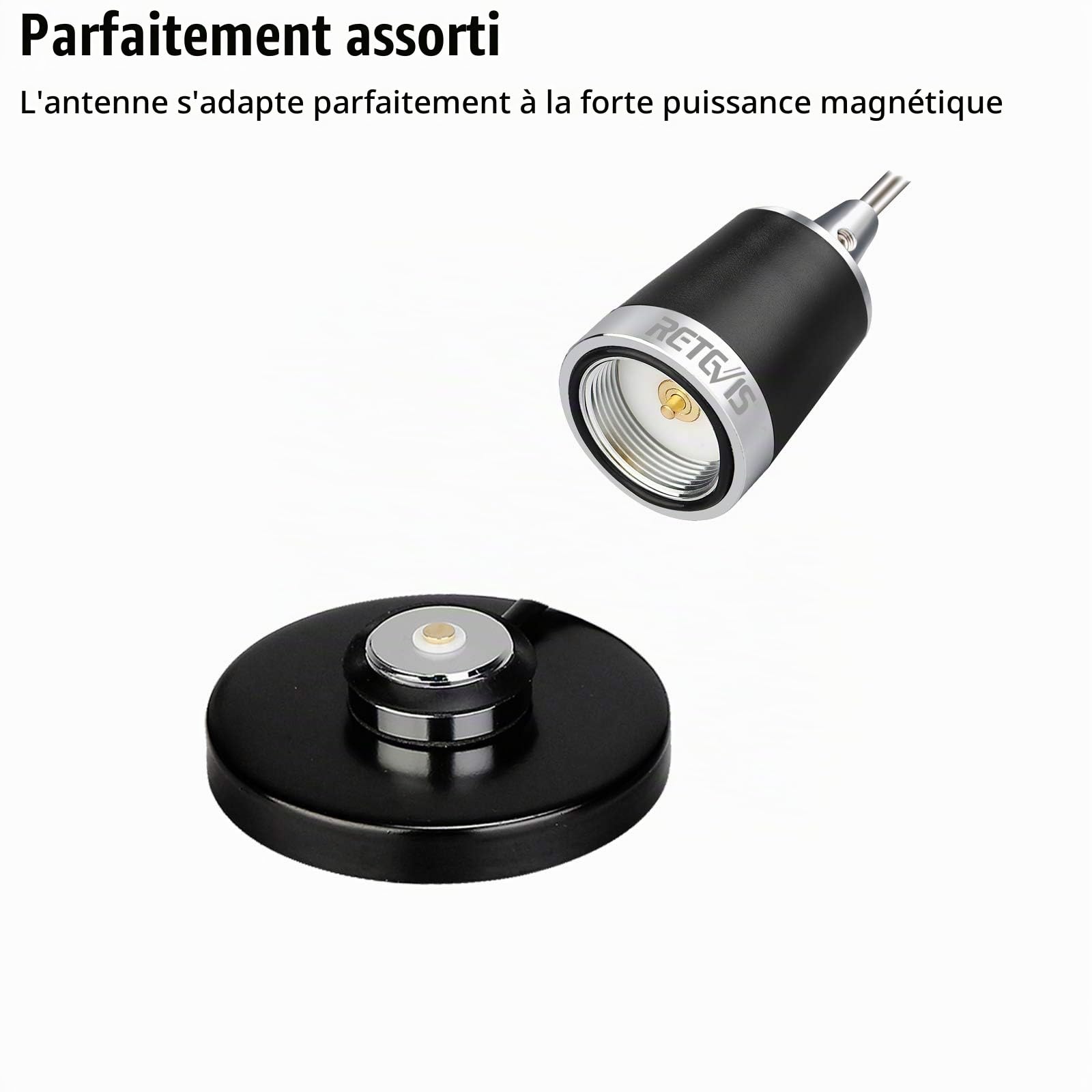Retevis MR200 NMO Antenne de Voiture Double Bande 2 m/70 cm 144/430MHz Antenne Magnétique avec Base d'Antenne et RG58 Câble Coaxial Compatible avec Retevis RT95 ICOM Kenwood Yaesu TYT Amateur Radio