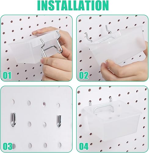 Miniatura 3 de Juego de 20 organizadores de tablero de clavijas, cubos de tablero de clavijas, vasos, ganchos y bucles, kit de sistema de organización de