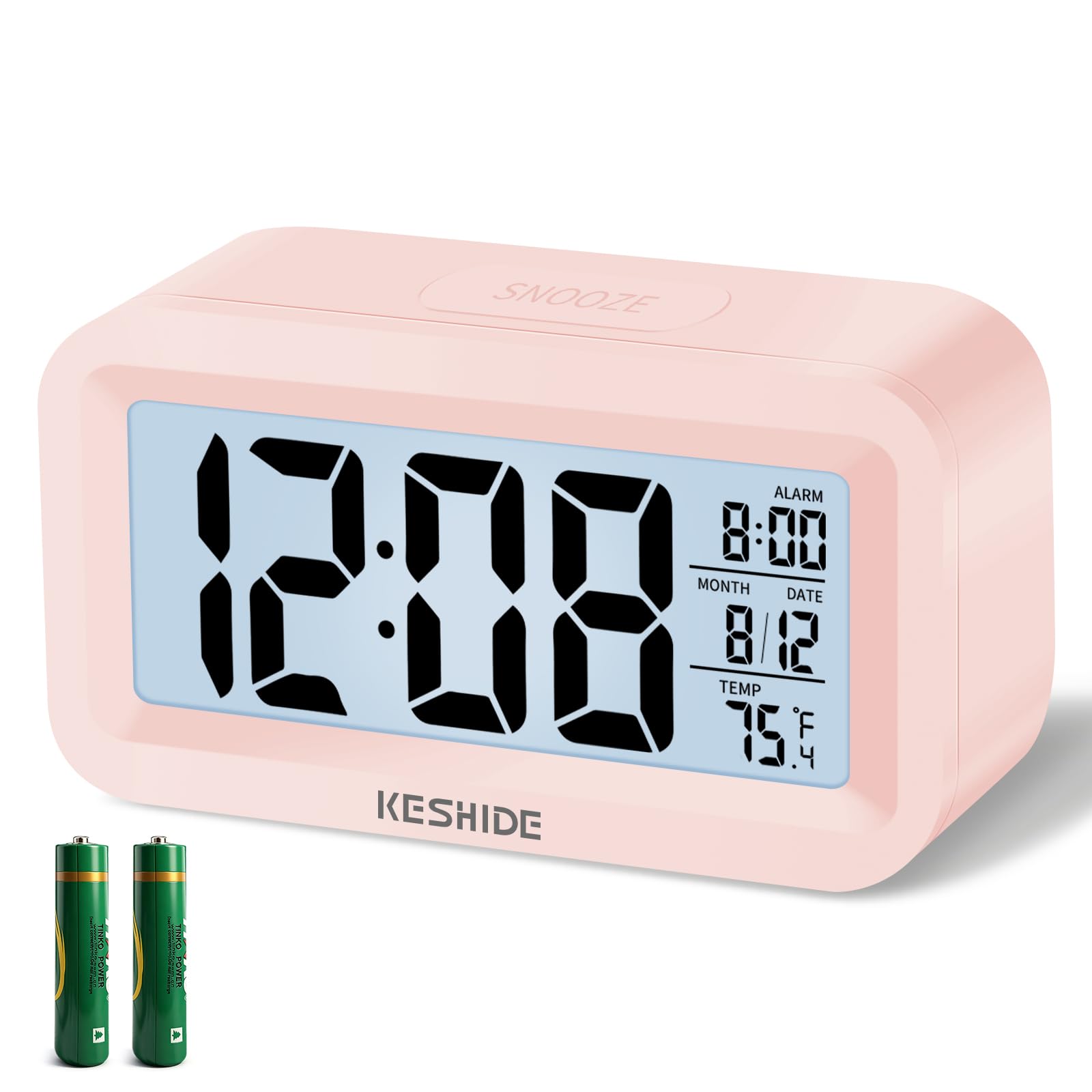 Travel Digital Alarm Clock,Battery Operated with Backlight, Indoor Temperature, Desk Small Clock,Snooze Model,12/24H Display for Bedrooms Heavy Sleepers Kids Travel Bathroom