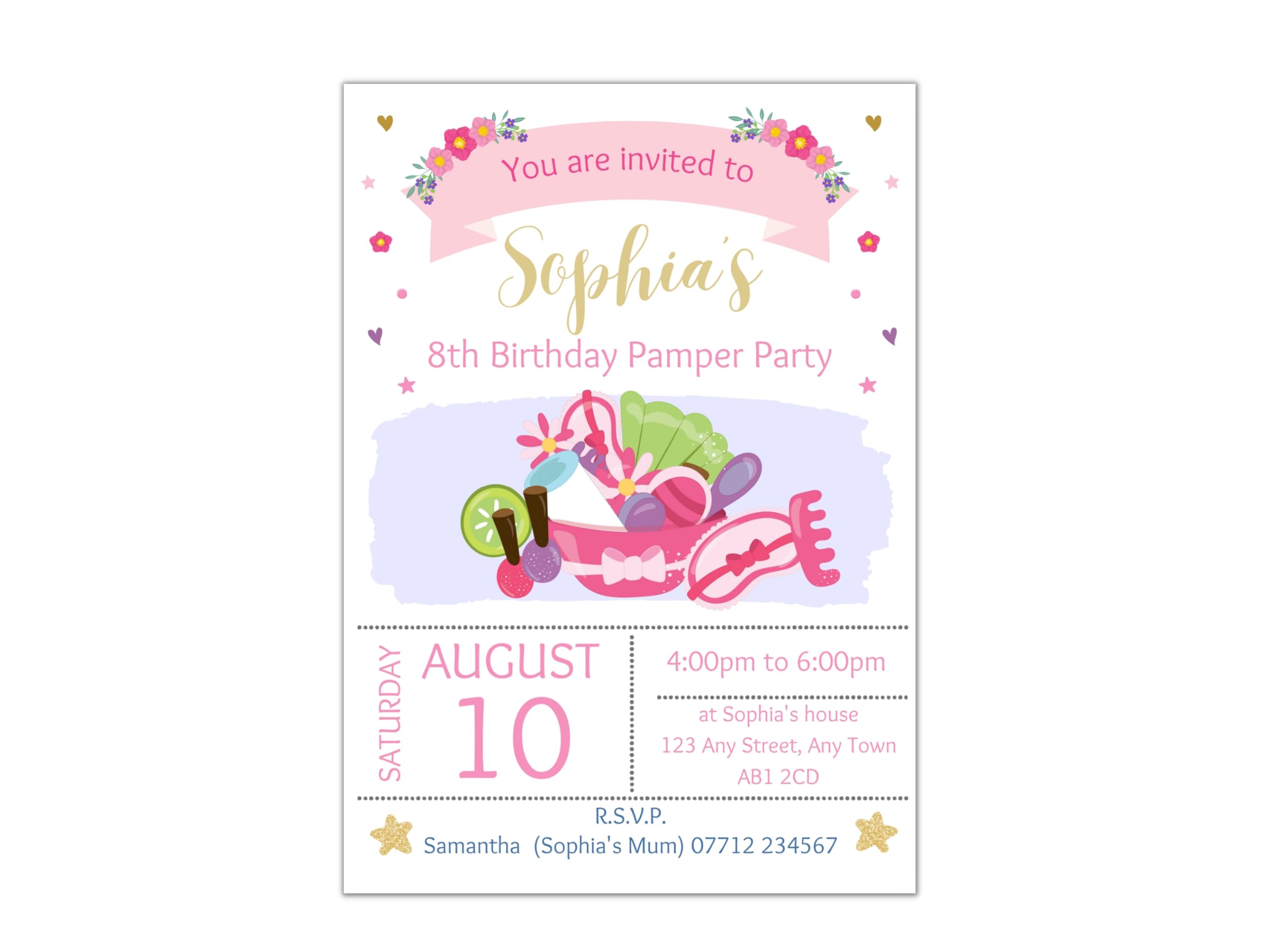Love To Cherish Personalised Pamper Party Birthday Invitations with envelopes, Spa Day/Spa Night Party Invites - Personalised birthday invitations for girls (30 Invites & Envelopes)
