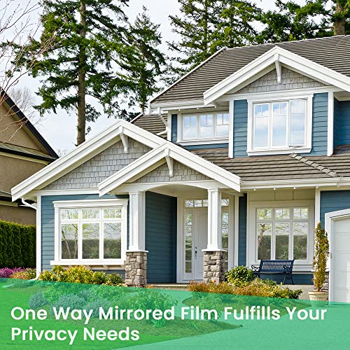 One Way Window Film Sun Blocking Window Tinting Film For Home Heat Control Mirror Tint For Window Privacy Film Heat Reflective Solar Window Film 17.5 X 78.7 Inches, Black Silver #TOP4