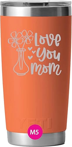 Vista 7 de Custom Engraved YETI Rambler Tumbler Mother and Mom's Designs -YETI Tumbler - YETI Cup (30 oz mug, M5 Love You Mom, Seafoam Green)