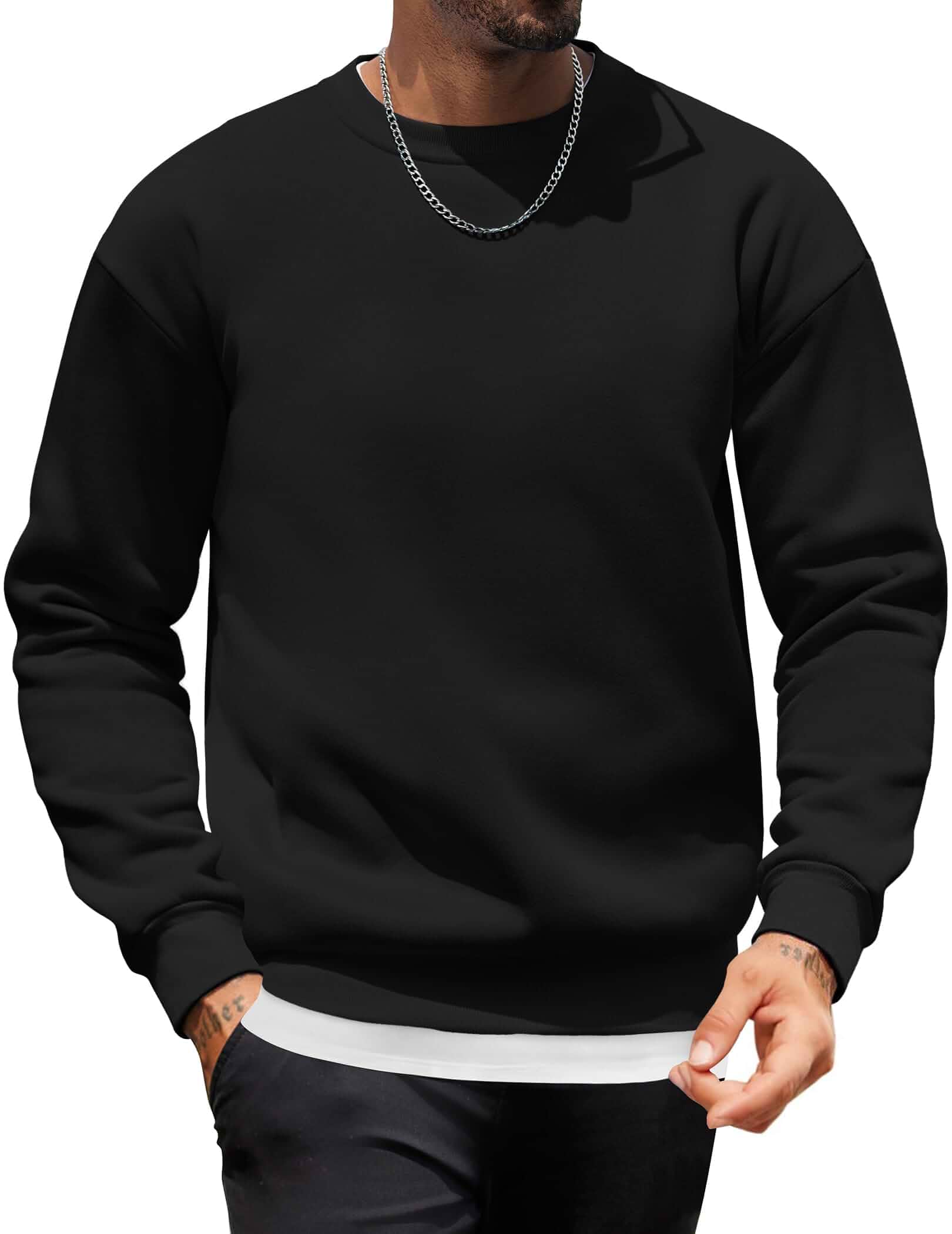 COOFANDY Men's Crewneck Sweatshirts Long Sleeves Fleece Sweatshirts Thermal Casual Pullover Shirt