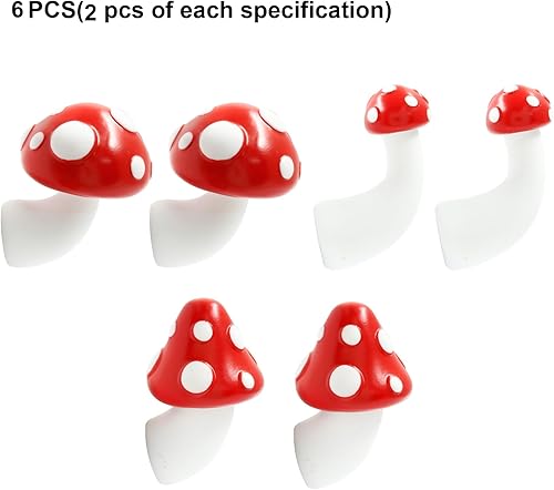 Miniatura 5 de 6 imanes de hongos rojos de diferentes tamaños para nevera, resina 3D, imanes decorativos para cocina, hogar, oficina (2 de cada tamaño)