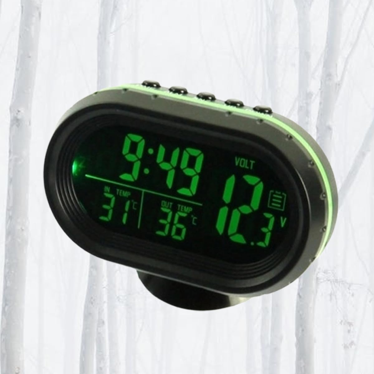 OUNONA 3piezas Reloj Digital Para Salpicadero De Coche Pantalla Lcd Verde Con Función De Calendario y Soporte Instalación Sencilla Sin Taladros Para Ventilación De Vehículos