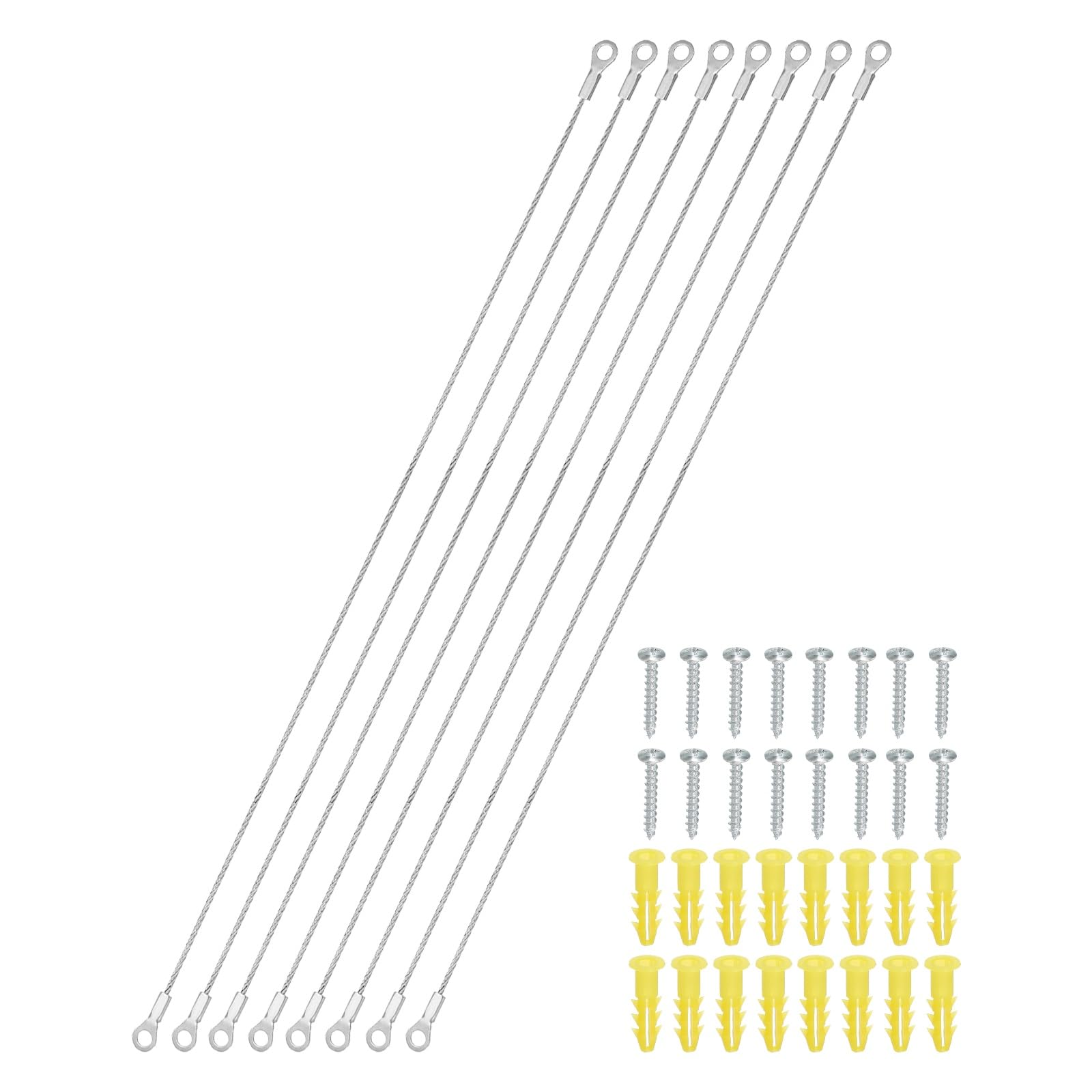 PATIKIL Cabinet Door Restraint 30cm, 8 Pack Stainless Steel Hinge Limiter Cable Opening Angle Protector 1.5mm Dia with Mounting Screws for Limiting Chest Cupboard Door Swing