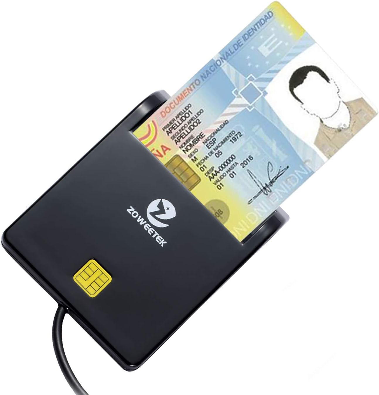 Zoweetek ID Card Reader USB Smart Card Reader for Portuguese, Spainish, Belgian, German and more, Compatible with Windows and Linux