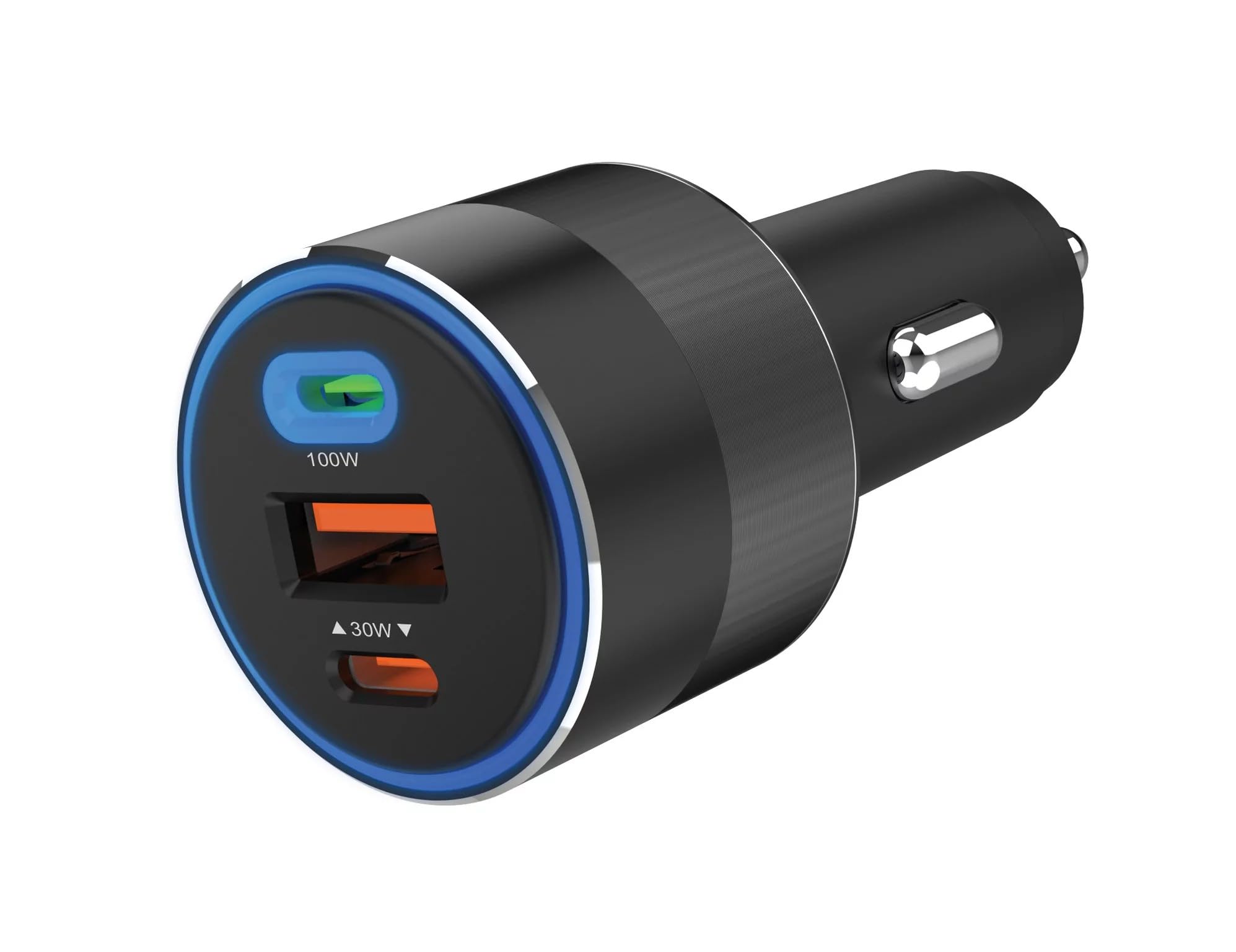 Sandberg Caricabatteria da auto 3 in 1 130 W USB-C PD | Caricabatteria da auto per dispositivi USB-A USB-C | Ricarica rapida con USB-C PD 100 W | Auto e camion | Adattatore di ricarica per auto |