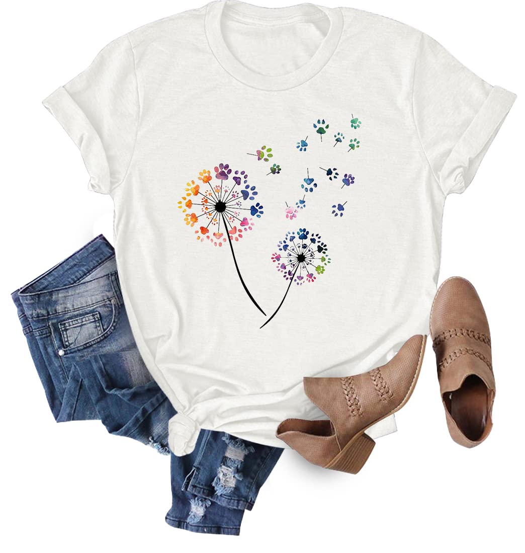 AnbechWomens Dandelion Graphic T-Shirts Teen Girls Cute Sunflower Trendy Clothes Casual Tee Tops