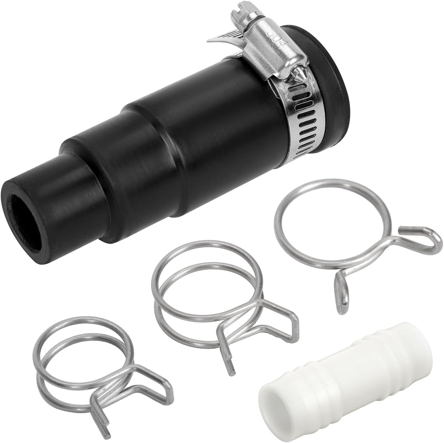 Dishwasher Drain Hose Adapter Compatible with Insinkerator Garbage Disposals, Drain Hose Connector Dishwasher Connect Kit Includes 1 Inlet Connector, 1 Hose Clamp and 3 Spring Clamps