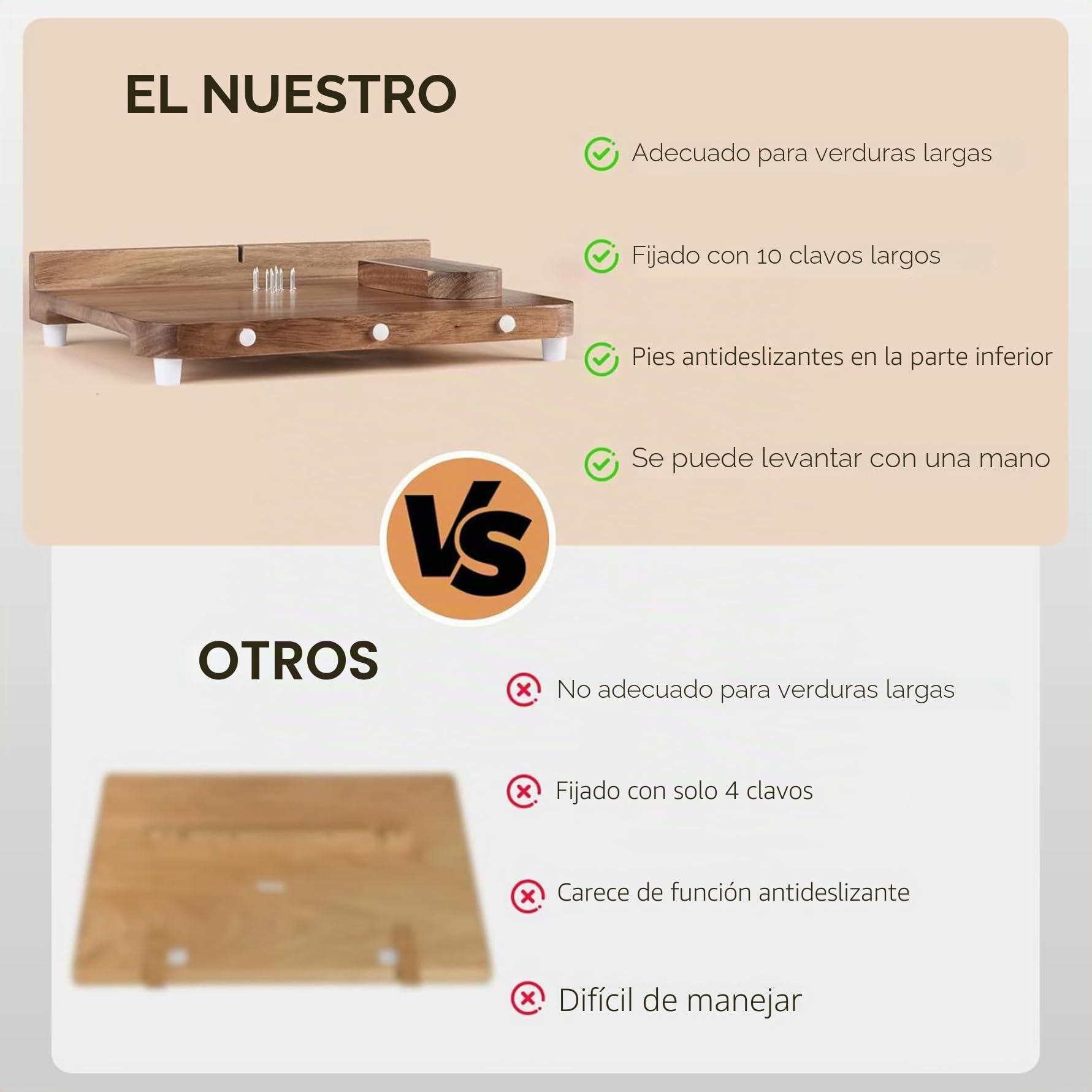 Tabla de cortar adaptable con una sola mano, tabla de cortar de madera para discapacitados con púa, parte inferior antideslizante y superficie lisa para verduras, frutas, carne, corte adapta