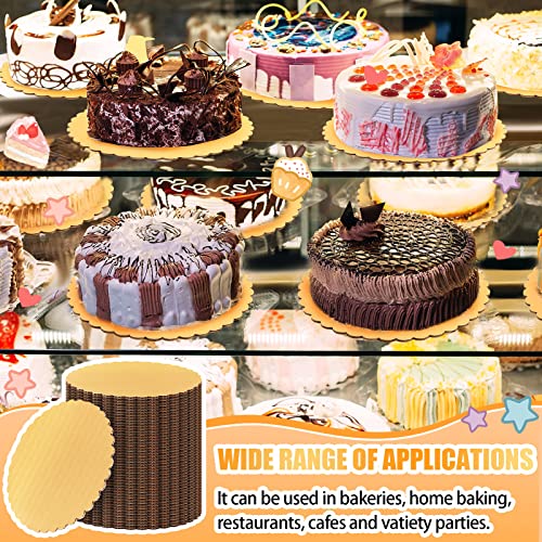 100 Pack Gold Cake Board Round Cake Circle Base Boards Disposable Cake Plate Scalloped Bases Round Coated Cake Boards Circle Cake Trays Cake Base Boards For Cake Dessert Party Supplies (6 Inch) #TOP5