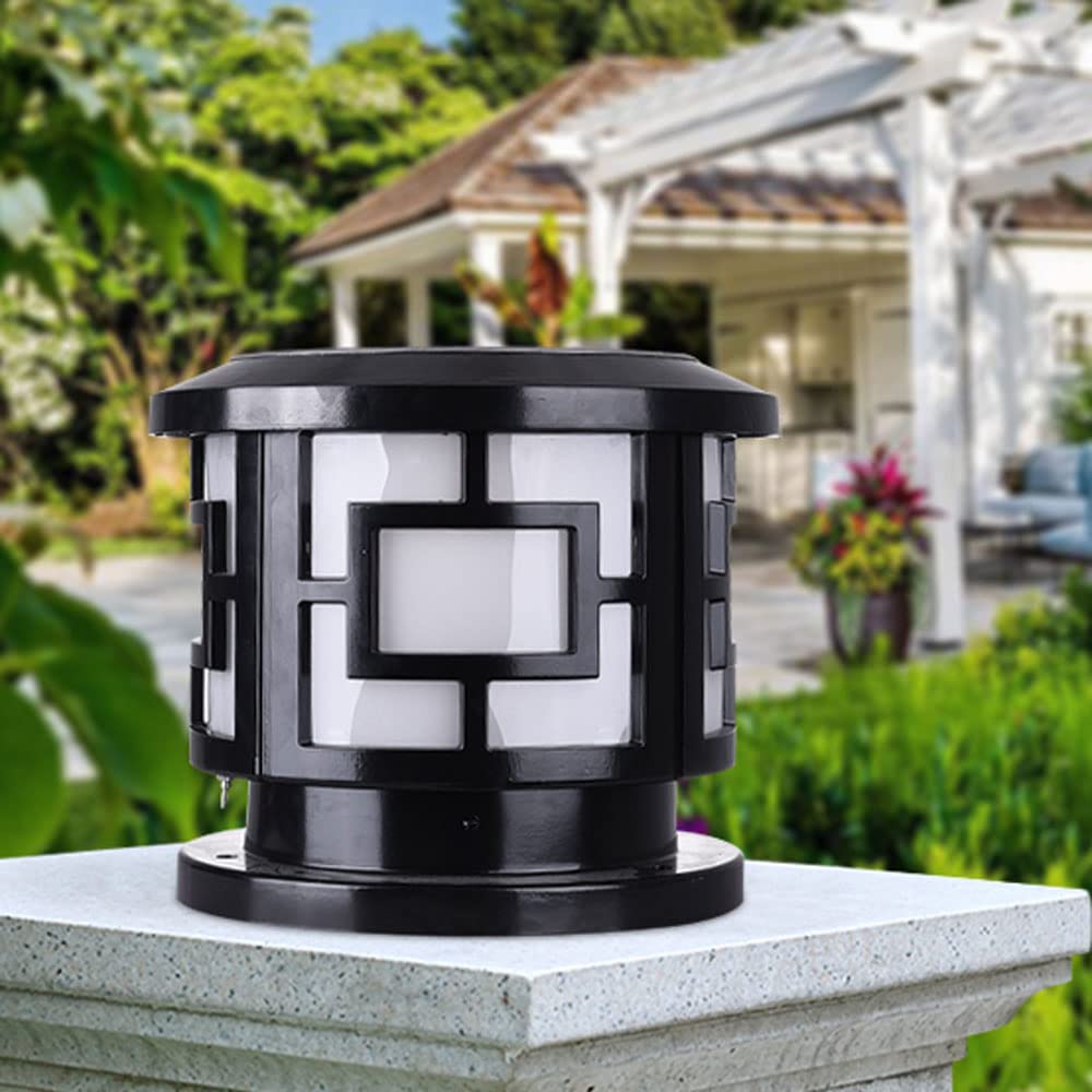 Lampy solarne, Lampa Kolumnowa Courtyard W Stylu Retro Chińskim Z Trzonkiem E27(Dark,25cm)