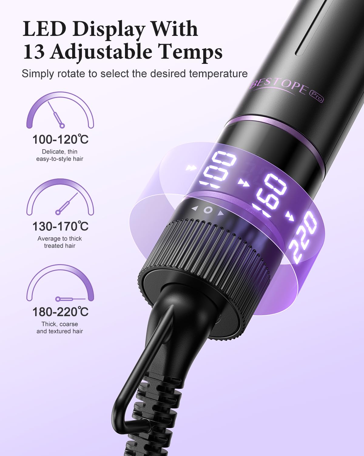 BESTOPE PRO 5 in 1 Hair Curling Wand, Hair Curler Set including Thermal Brush and Hair Straightener - Image 3