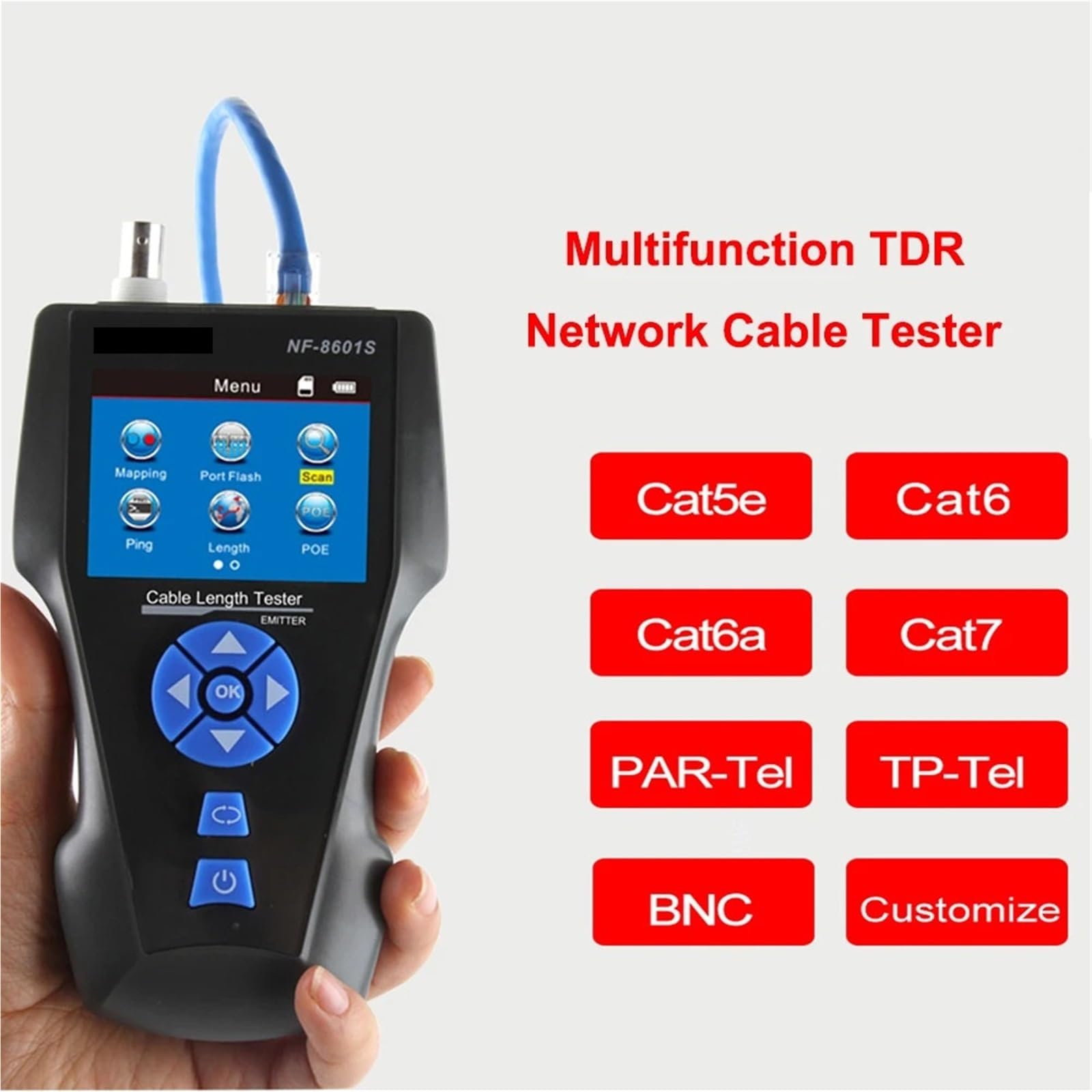 Multifunktions TDR Enthernet Kabel Tester Rj45 Rj11 BNC Cat5 Cat6 6E Cat7 POE Lan Test Ping Netzwerk Tracker Übertragungstests