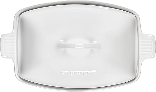 Miniatura 3 de Le Creuset Heritage Stoneware - Panadero profundo con tapa, 4.5 cuartos de galón., Blanco