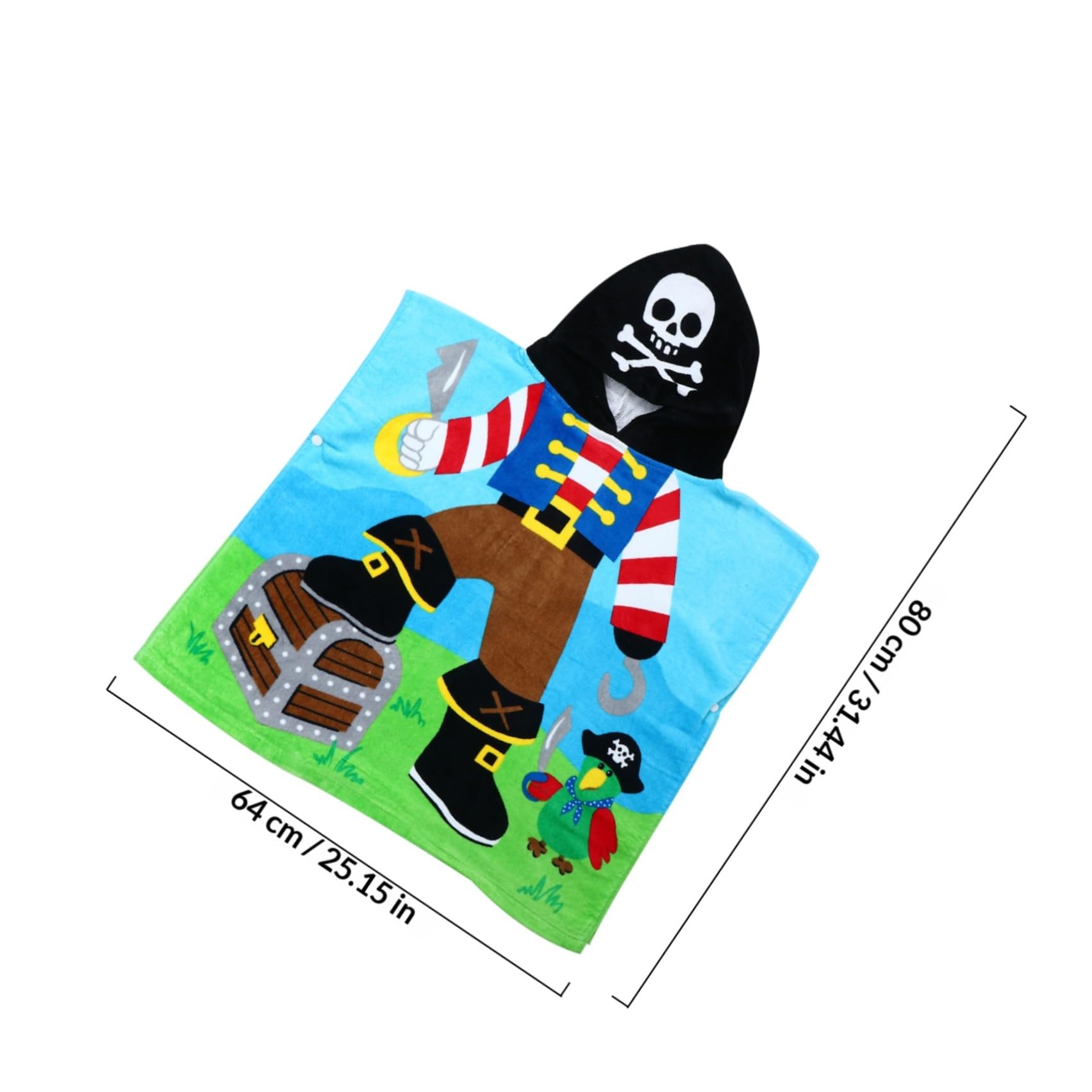 Kinderhandtuchbad mit Kapuze aus Weicher Baumwolle Saugfähiges Kinderbadetuch mit Niedlichem Piratenkapitän Design für Sommerfest