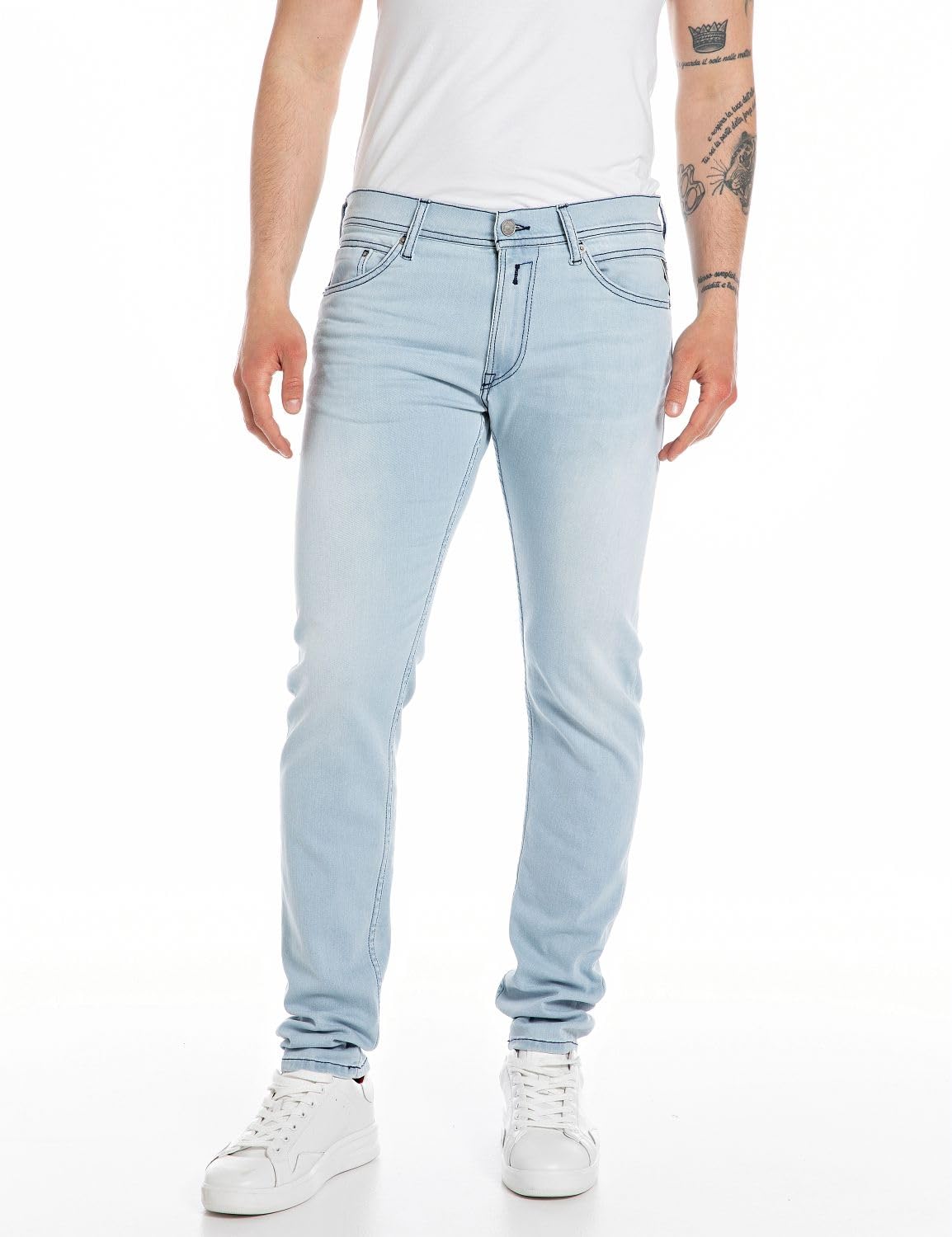 Replay men's jeans with power stretch, blue (Superlight Blue 011), 34W / 34L