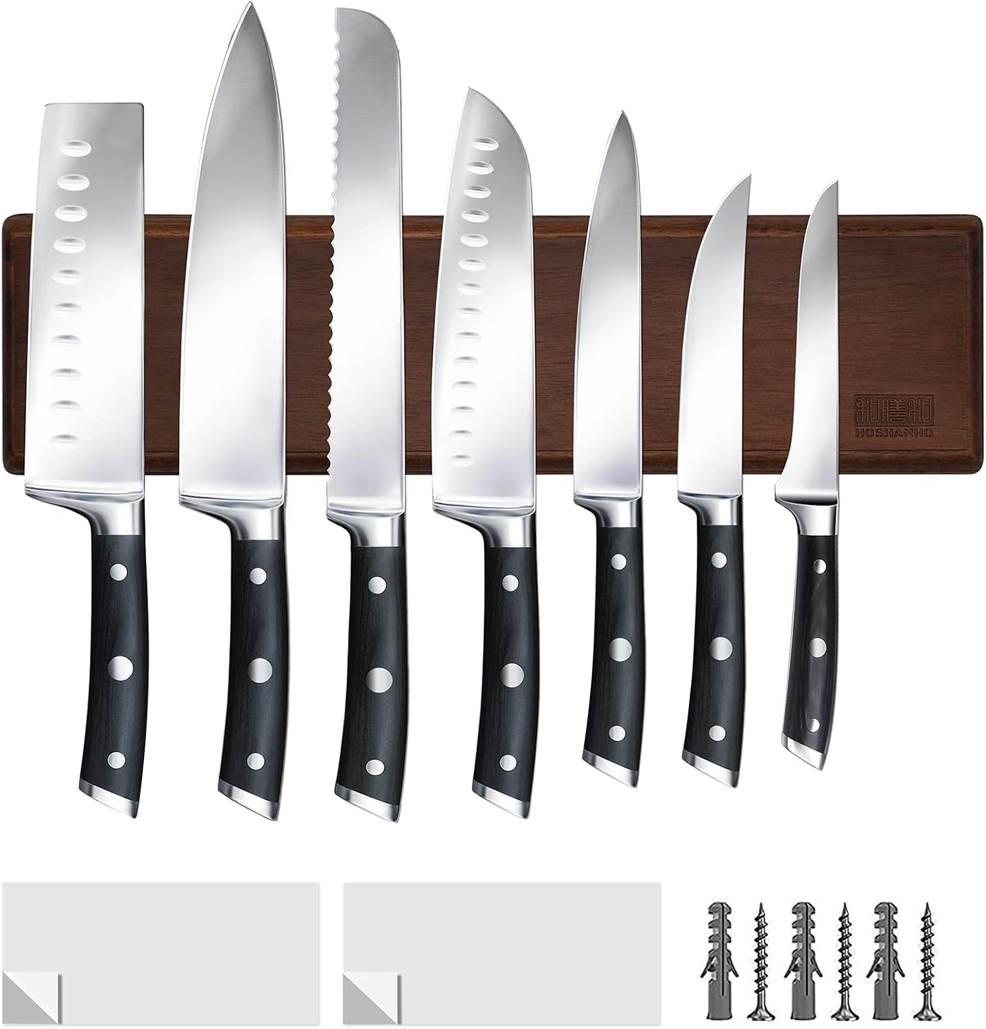 HOSHANHO Magnetic Knife Holder for Wall Magnetic Knife Rack in Wood with Extra Strong Magnet