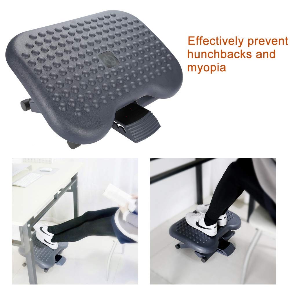Poggiapiedi portatile ufficio, poggiapiedi regolabile per poggiapiedi sotto la scrivania Design ergonomico Altezza regolabile con funzione di massaggio Rilascio suola per uso domestico
