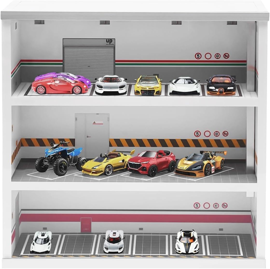 3 Layer Acrylic Display Case, Popmart Labubu Display Case with Light Strips Storage Box with Dividers for Toy Cars Collectibles Figures Showcase - Clear