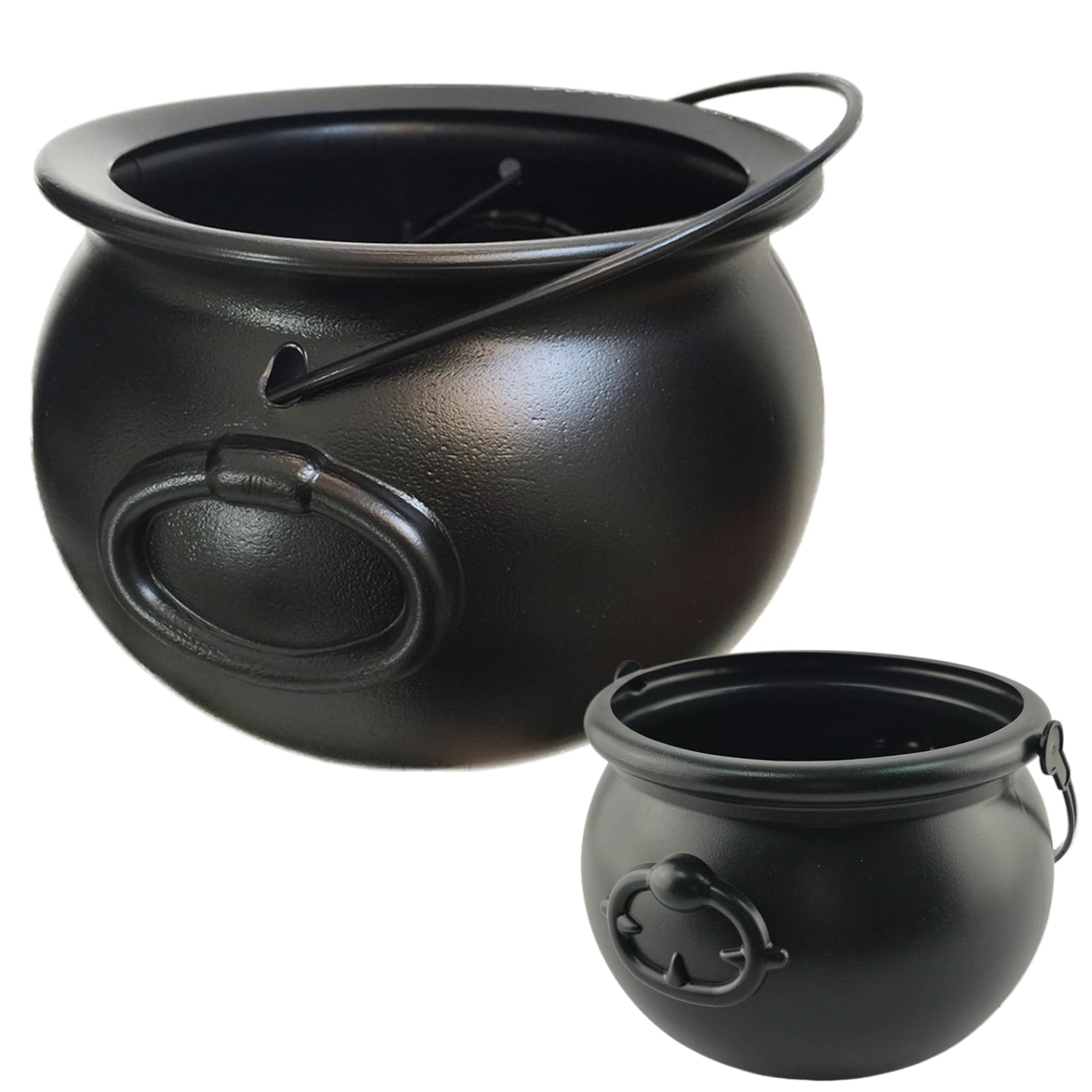 Chaudron Halloween en plastique lot de 2 pots de sorcière pour bonbons