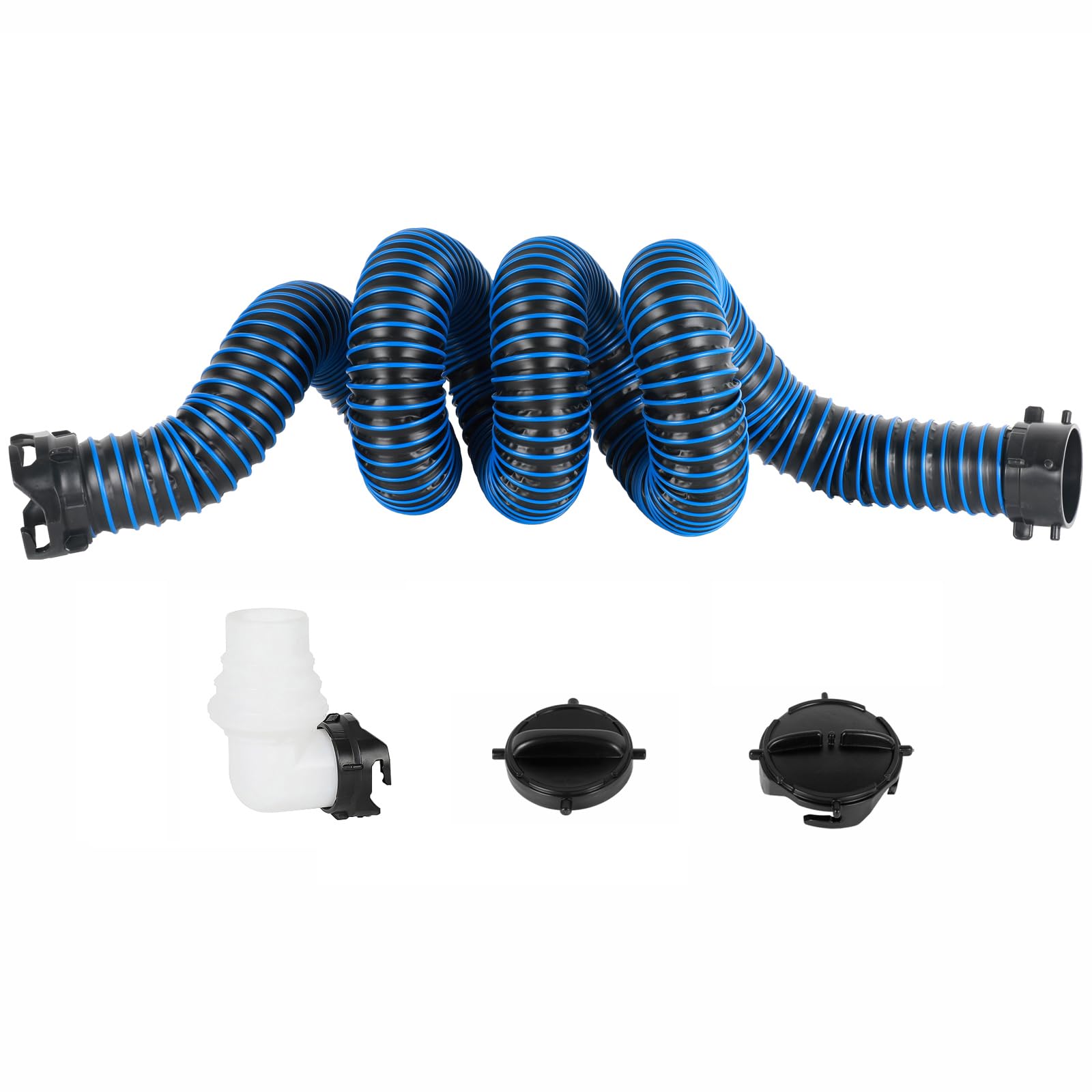 10FT RV Sewer Hose with Bayonet Fittings and 4-in-1 Adapter Elbow