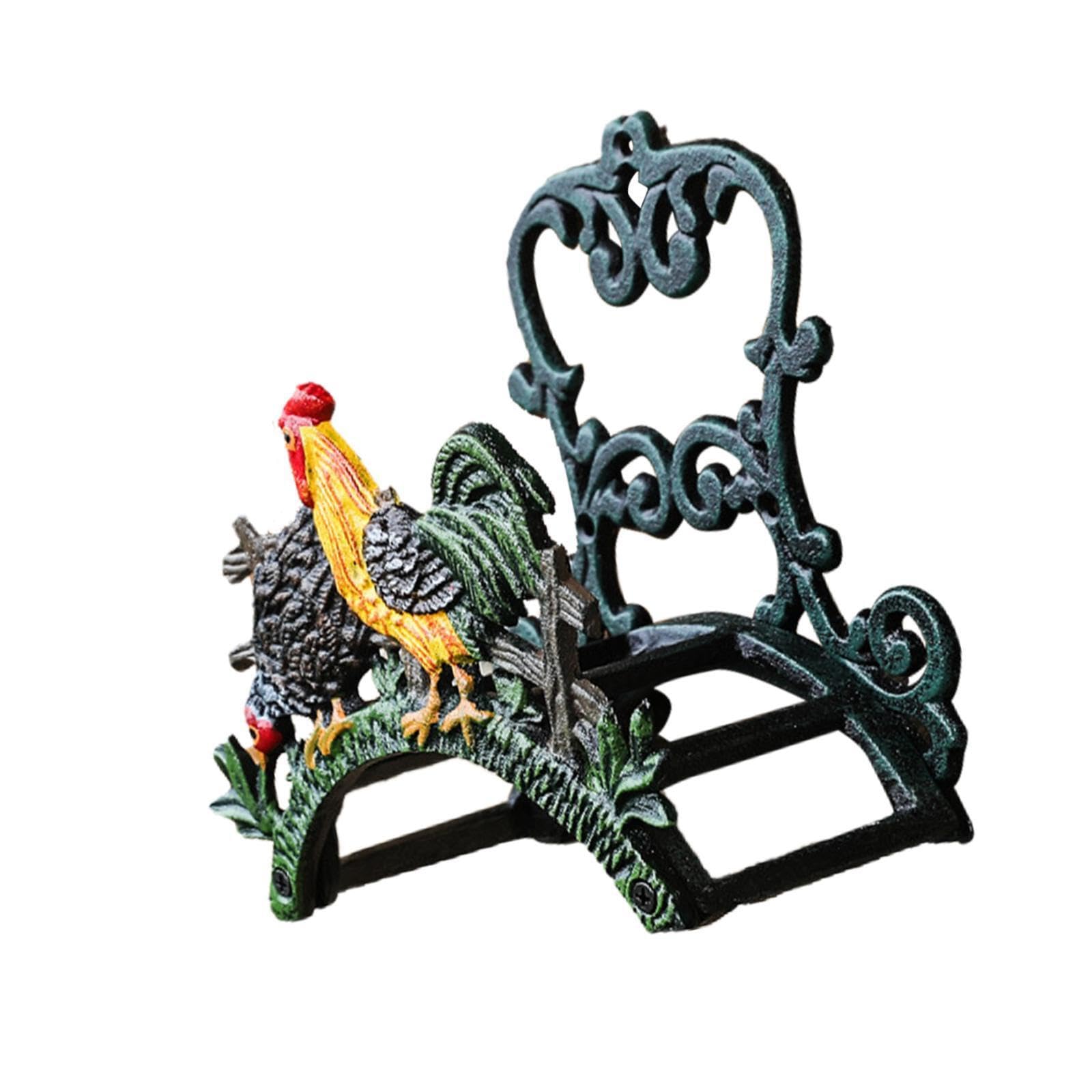 Soporte para Manguera de jardín con diseño vívido, de Pared, Ideal para Vallas Exteriores u Otros Lugares. Soporte Creativo para Manguera jardín Hierro Fundido, Pollo, 22x11x21.5cm