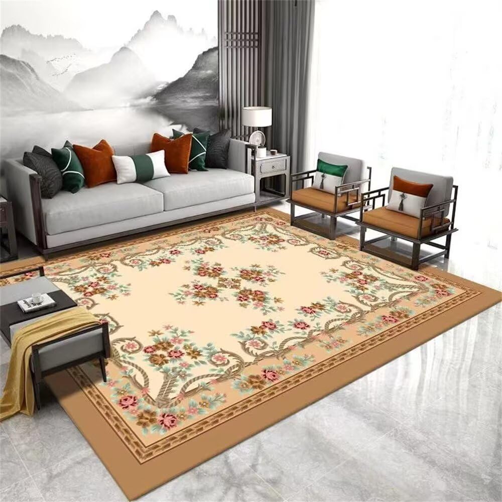 Tapis protection sol salon lavable et petit tapis doux marron 60x110