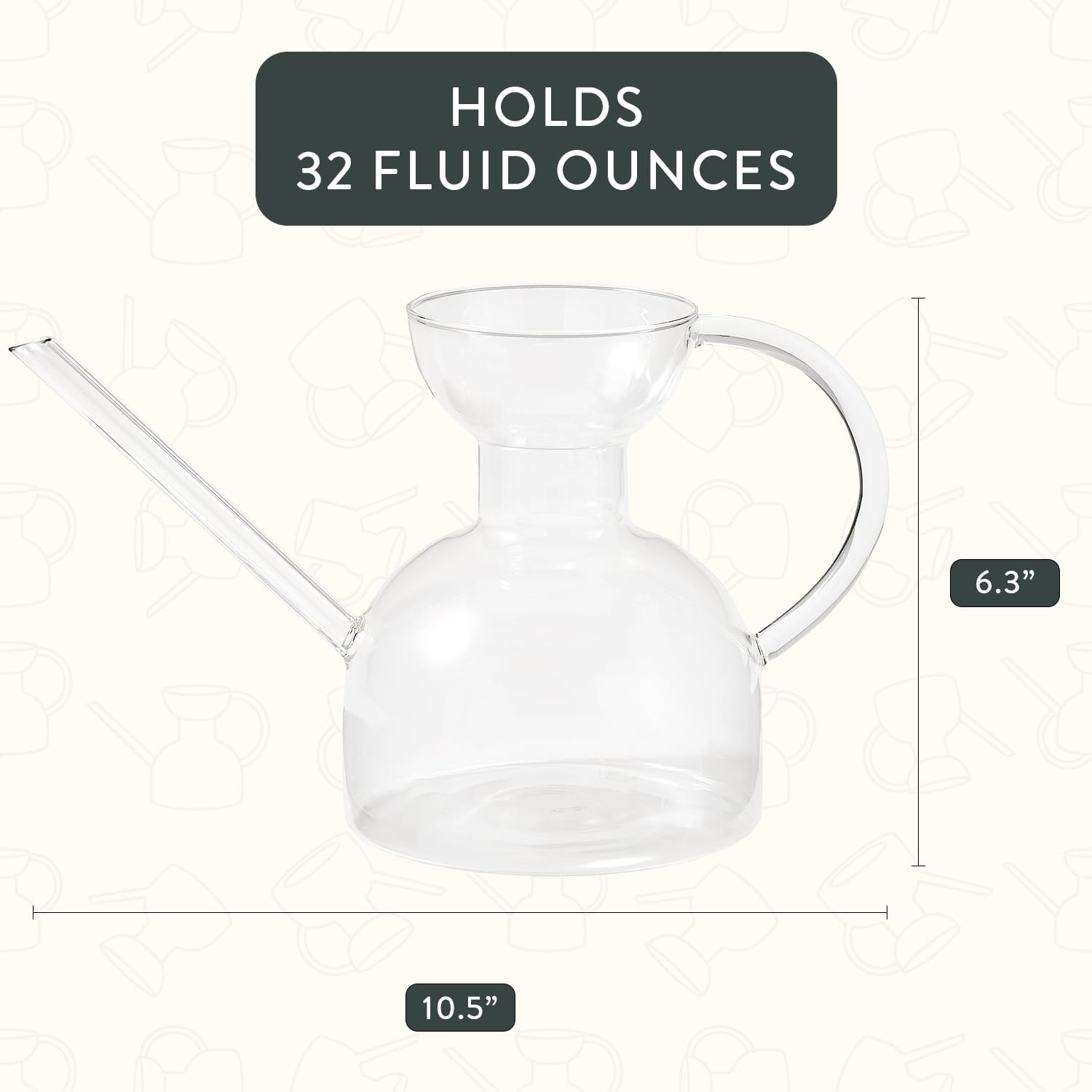 Modern Sprout Pflanzengießkanne – handgefertigt aus Borosilikatglas – langer Ausgießer für Zimmerpflanzen – 900 ml Fassungsvermögen – Mehrzweck-Gießkanne und Blumenvase für Zimmerpflanzen (transparent