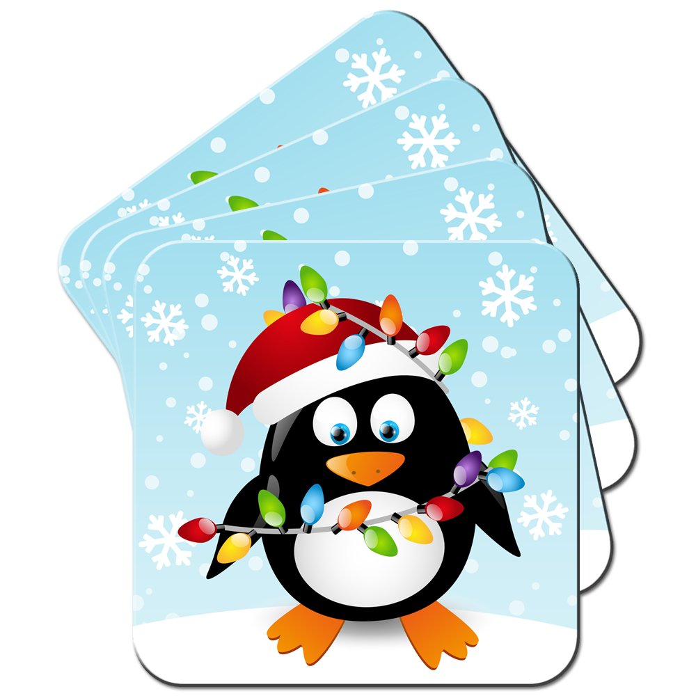Penguin Tangled in Christmas Lights Coaster/Pack of Coasters