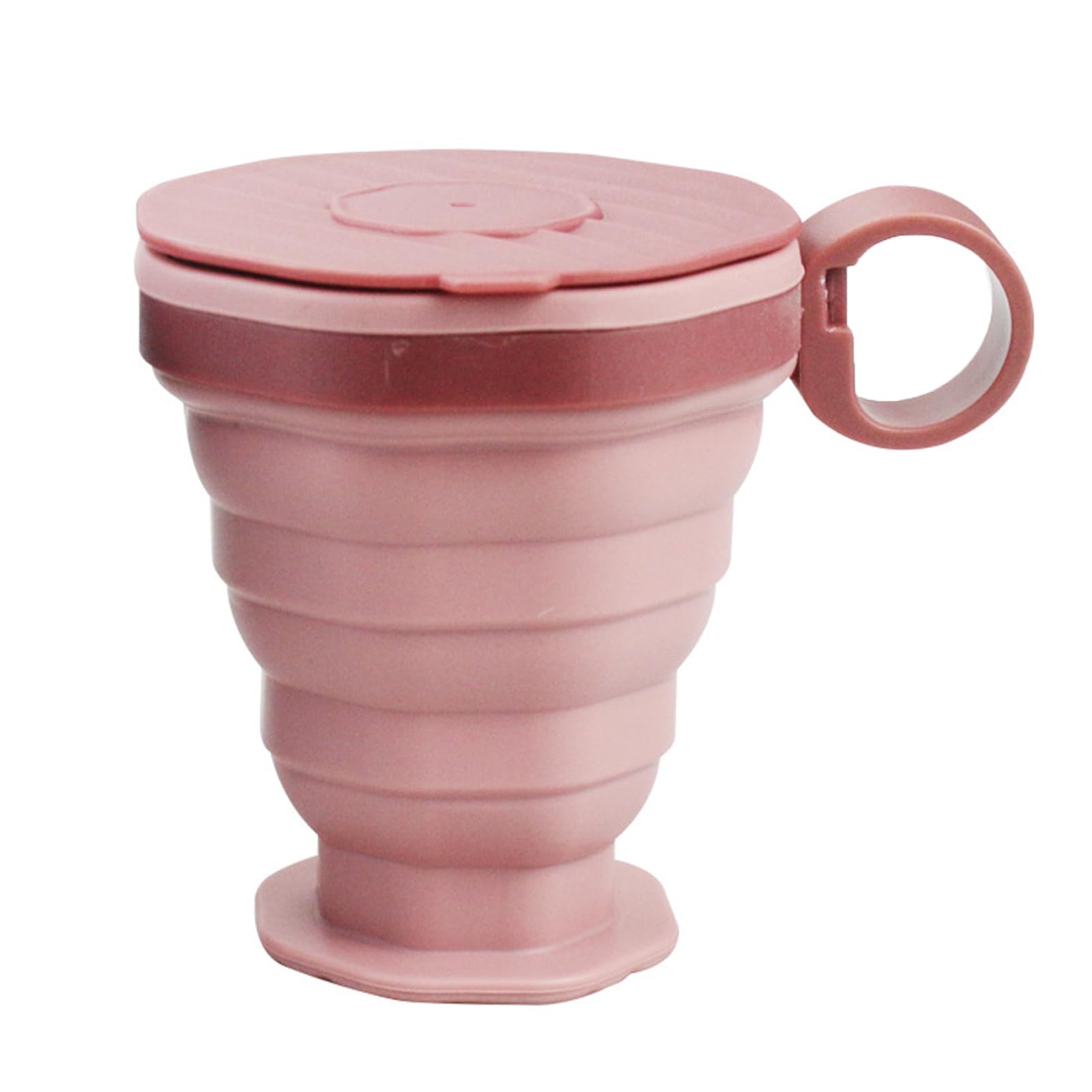 Porceosy Pink Collapsible Travel Cup Silicone Portable Coffee Cup For Hot And Cold Drinks Reusable Travel Mugs For Camping Hiking Picnic Self Driving To-Go Pocket Size Coffee Tumbler