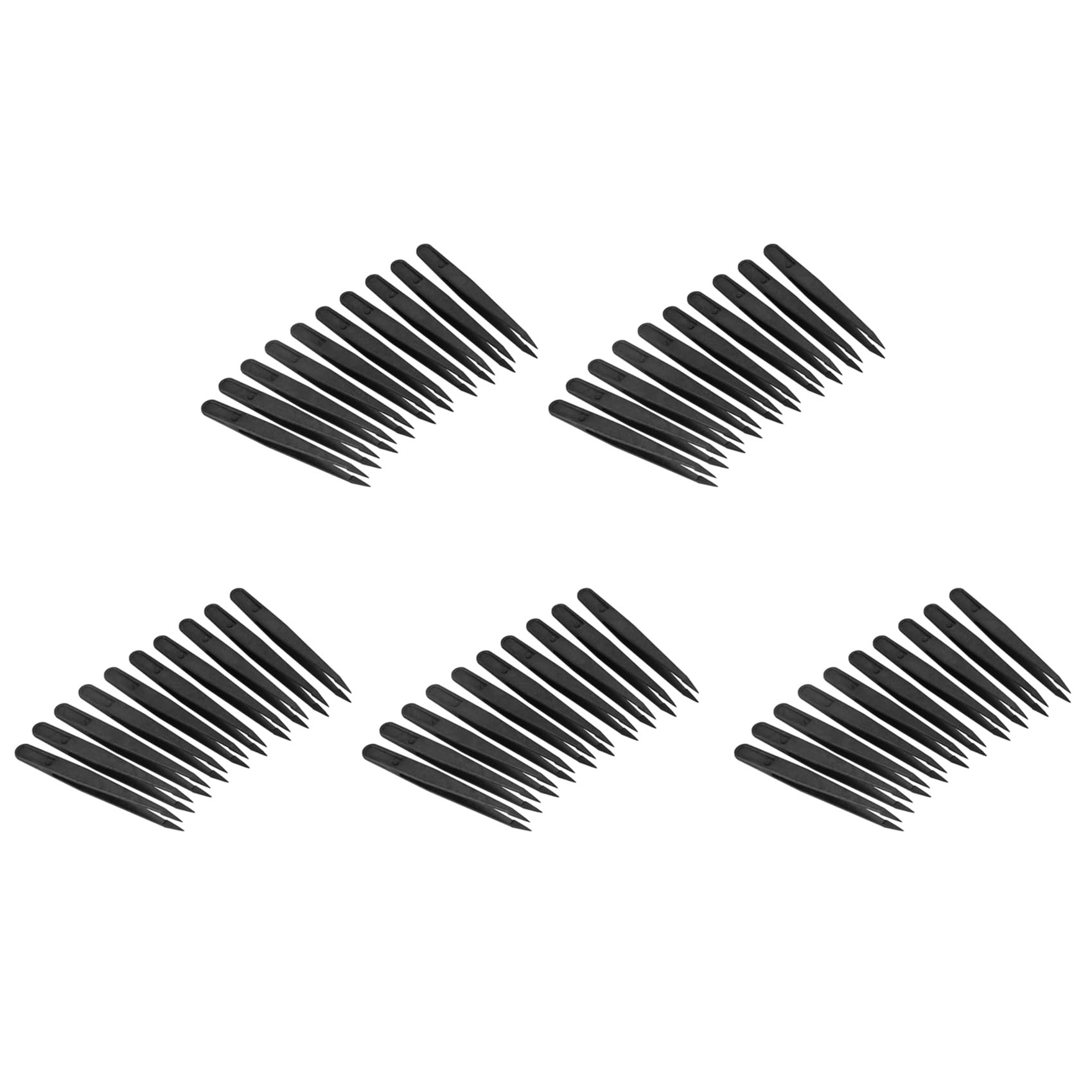 Istovo Black 50 Pcs Plastic Tip Anti Static Tweezer 12Cm Length