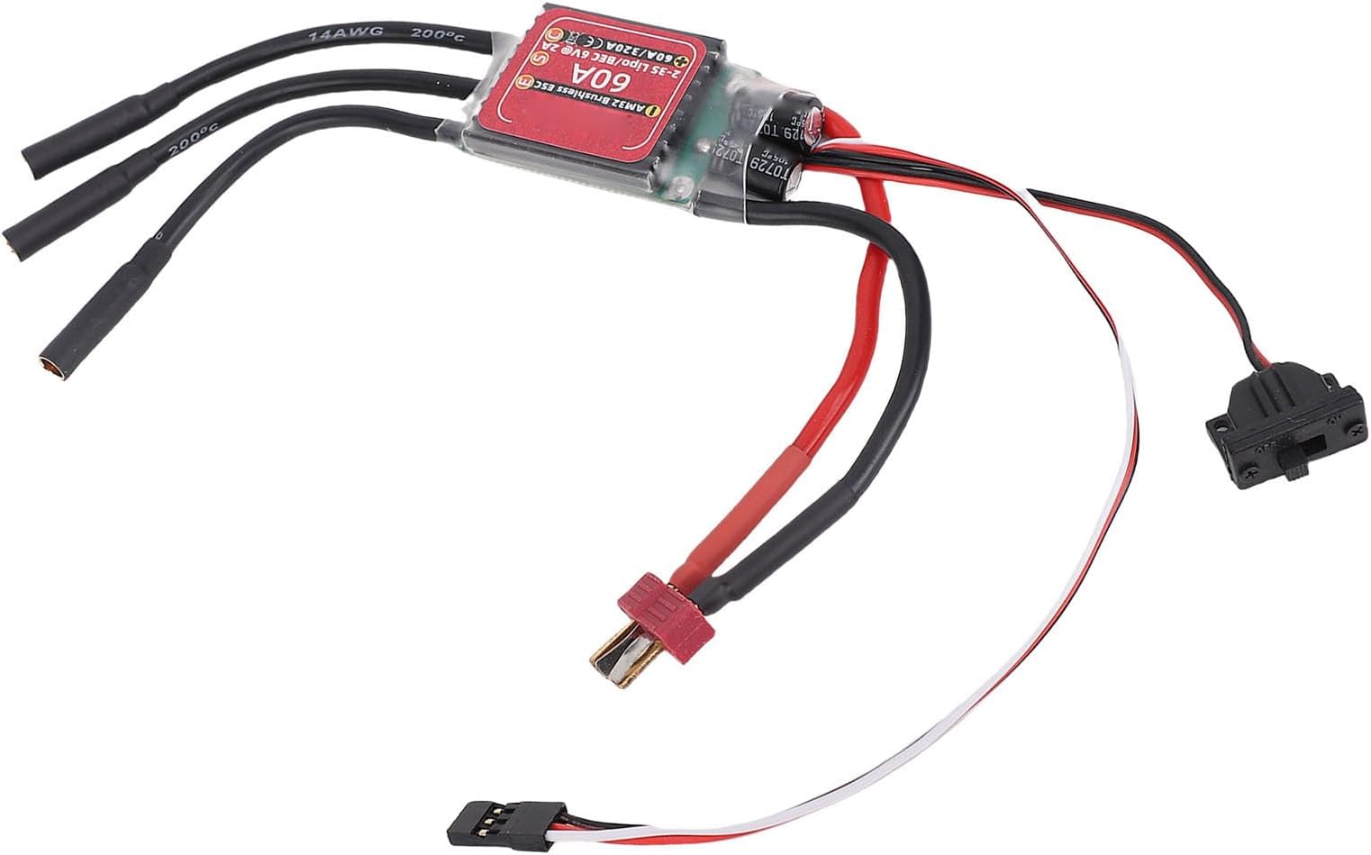 Generic Brushless ESC, 60A RC Speed Controller with 6V 2A BEC, Electric Speed Controller for RC Crawler Car Airplane 2847 540 3650 Motors