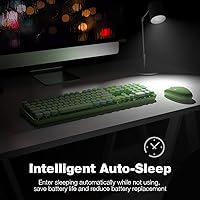 Vista 4 de MOFII Wireless Keyboard and Mouse Combo, Retro Green 2.4GHz Full Size Colorful Keyboards with Round Keycaps, Cute Wireless Mouse for Laptop, PC