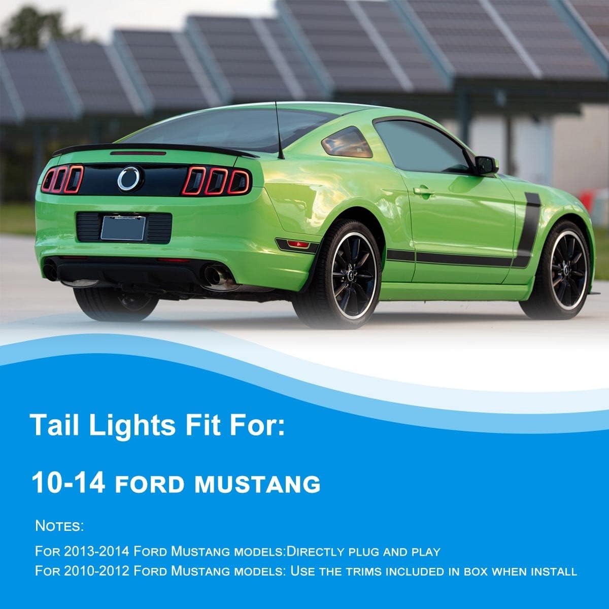 CPW Tail Lights Assembly Fit For Ford Mustang 2010 2011 2012 2013 2014, Full Functional Rear Brake Lamps Replacement, 1 Pair Driver & Passenger Side Taillights (Black Housing Clear Lens)