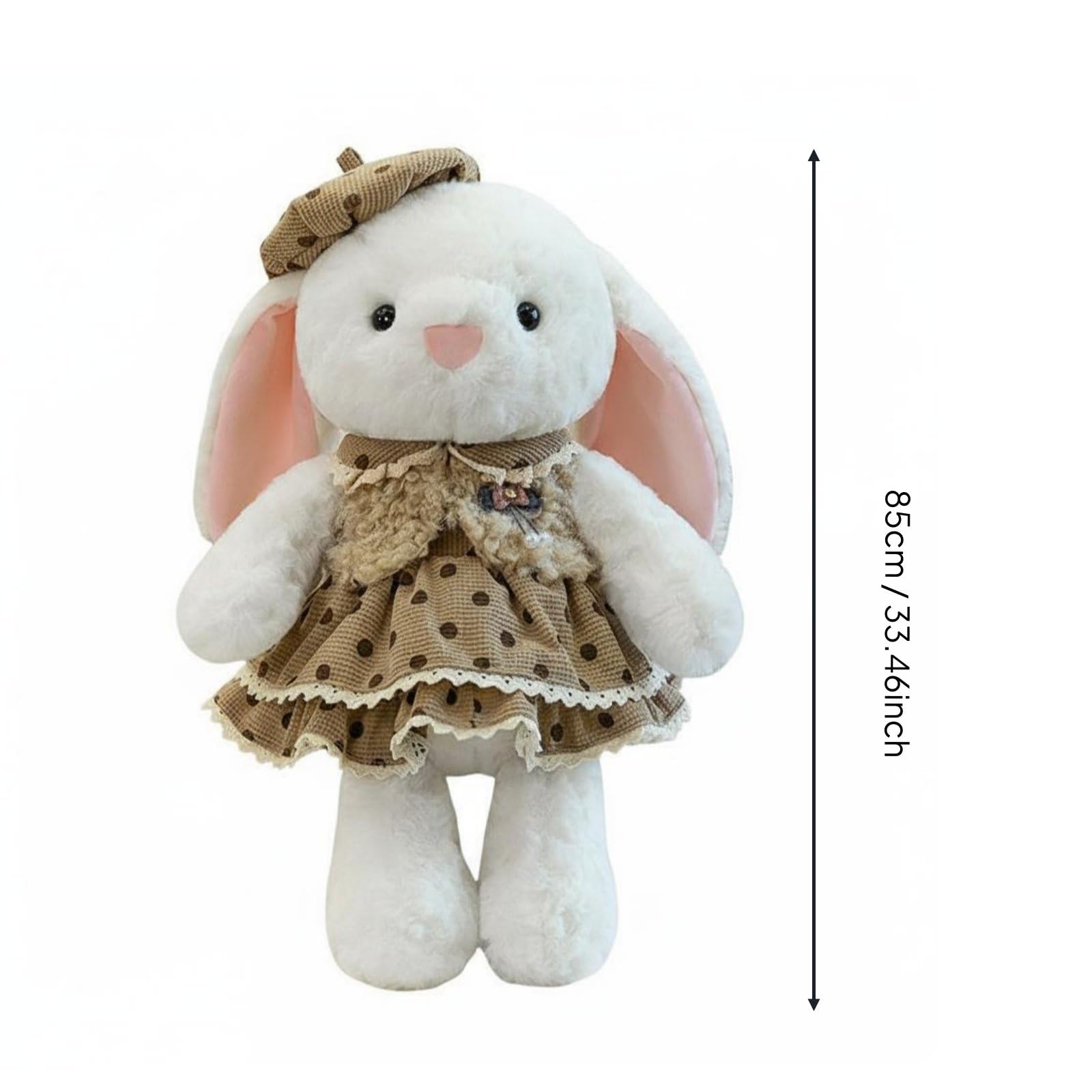 Amagogo Cappello Bambina Berretto Ragazza Peluche Coniglietta Pupazzo Peluche Giocattolo Coniglio Bambola Peluche Tocco Soffice E Abbracciabile con Cotone PP, Marrone, 85CM