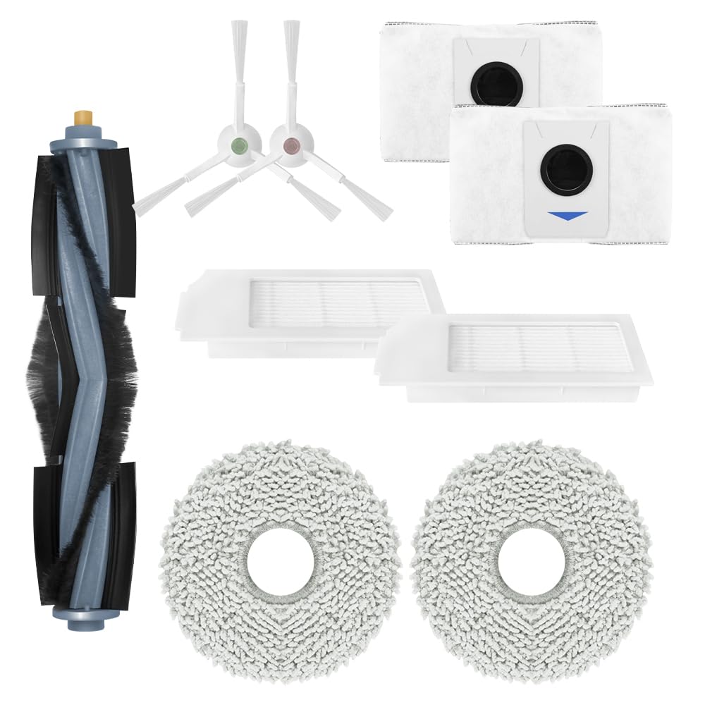 Reverbo Replenishment Kit, Compatible with Ecovacs Deebot X1 Omni Robotic Vacuum Cleaner, Includes One Main Roller Brush, Two Spinning Side Brushes, Two Filters, Two Mops, Two Dust Bags