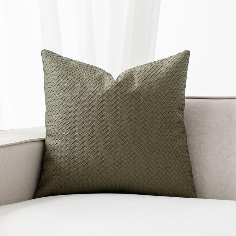 Taie d'oreiller en cuir tissé vert 60x60 | Réveillez votre intérieur