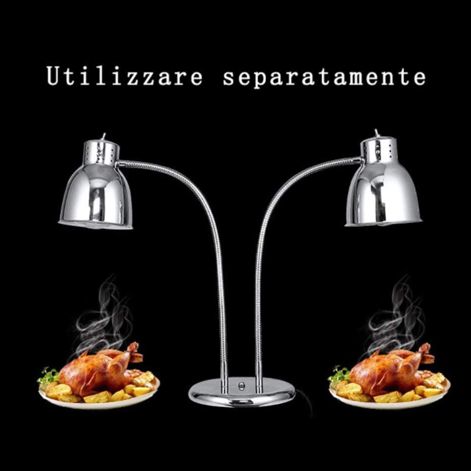 CHUANGRUN Lampe Chauffante À Double Tête, Chauffe-Plats, avec Deux Ampoules, Lampe Chauffante Commerciale Électrique Autonome, Restaurant De Cuisine D'hôtel Buffet Garder Les Aliments Au Chaud