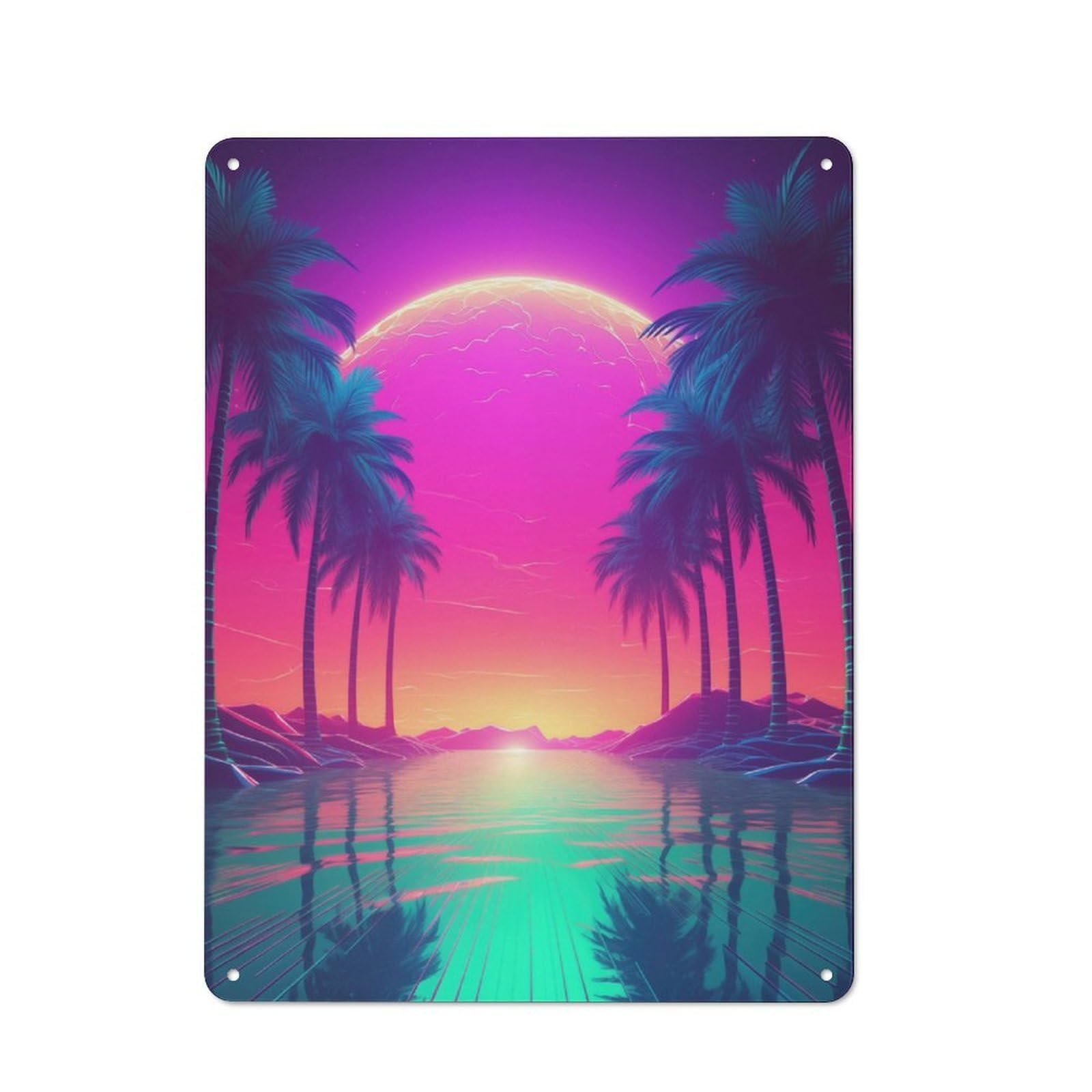 Junmoney Neon Horizon Elegance 40X30cm Retro-Style Tin Sign With For Café Or Home Bar, For Metal Sign Collectors, For Garage And Workshop Walls