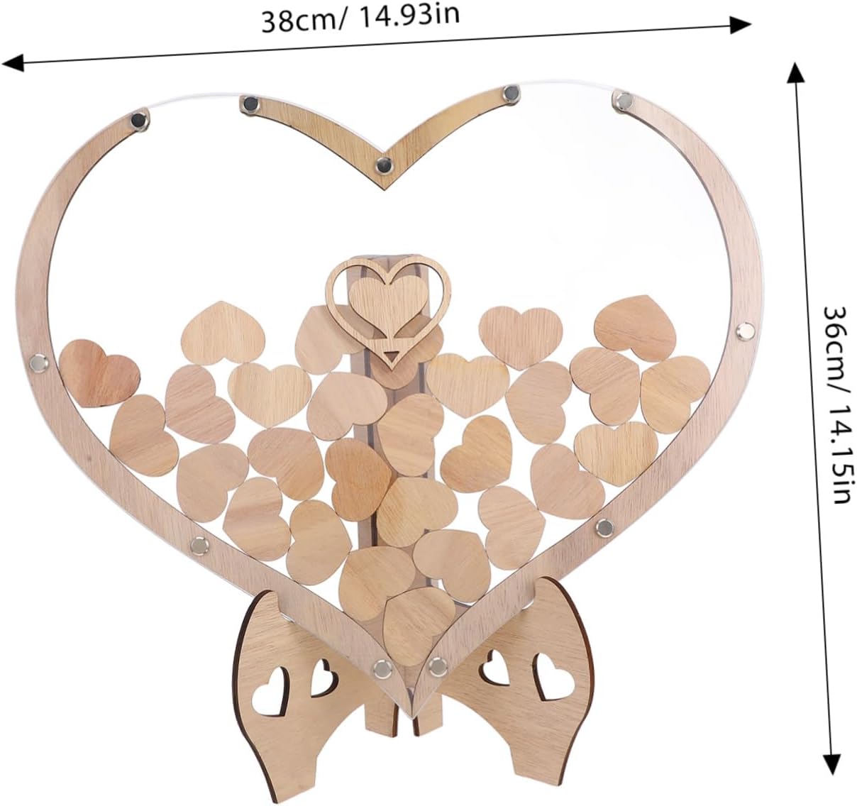 Cabilock 1set Wooden Heart Guest Book Romantic Heart-Shaped Design for Weddings Dual Purpose Decorative Table Decor Sturdy for Lasting Use Unique Guestbook for Celebrations and Events