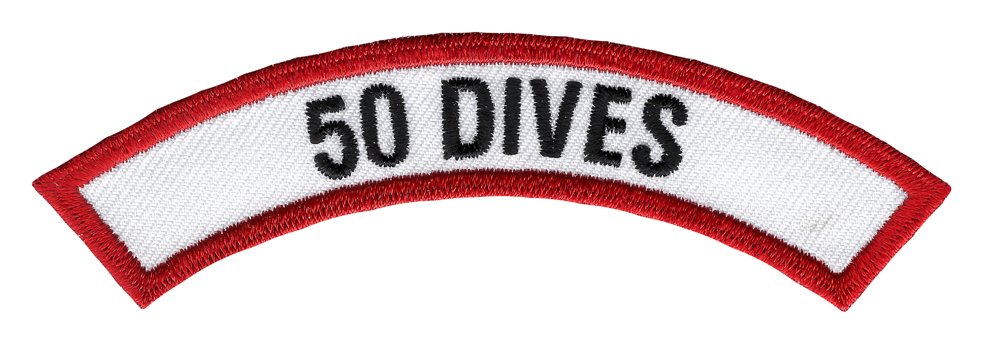 50 Dives Chevron Patch Embroidered Iron On Scuba Diving Emblem Souvenir